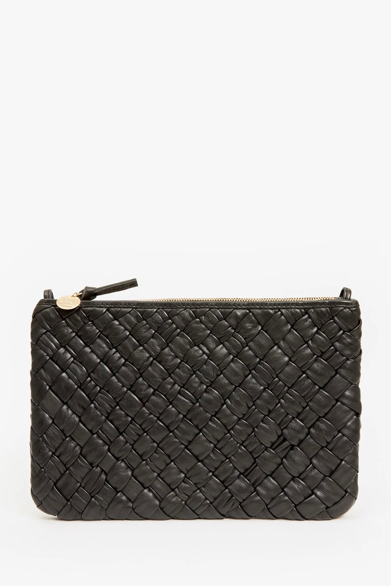 Clare V Flat Clutch with Tabs / Black Puffy Woven