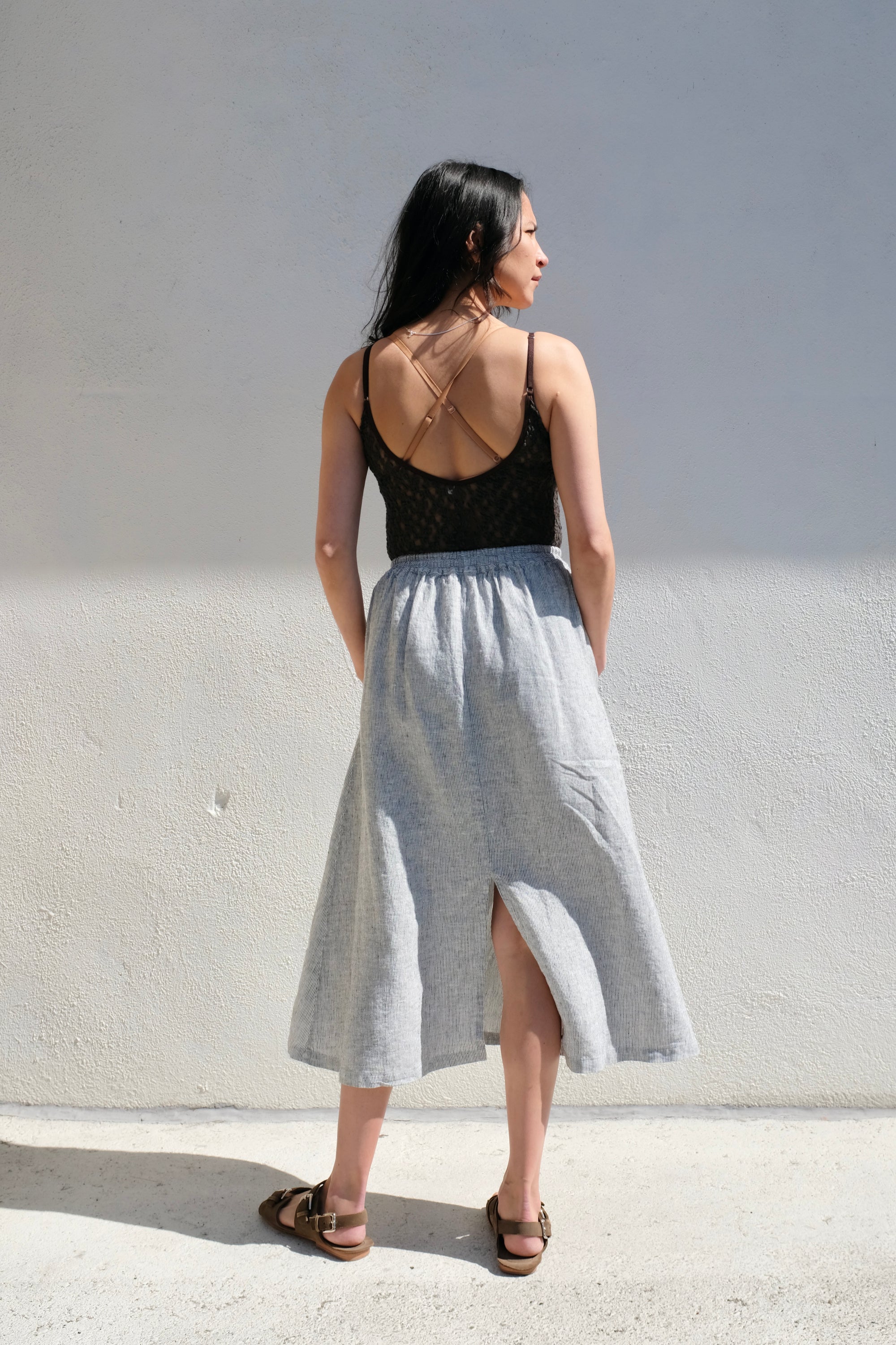 Gillian steven Molly Skirt / Charcoal Stripe