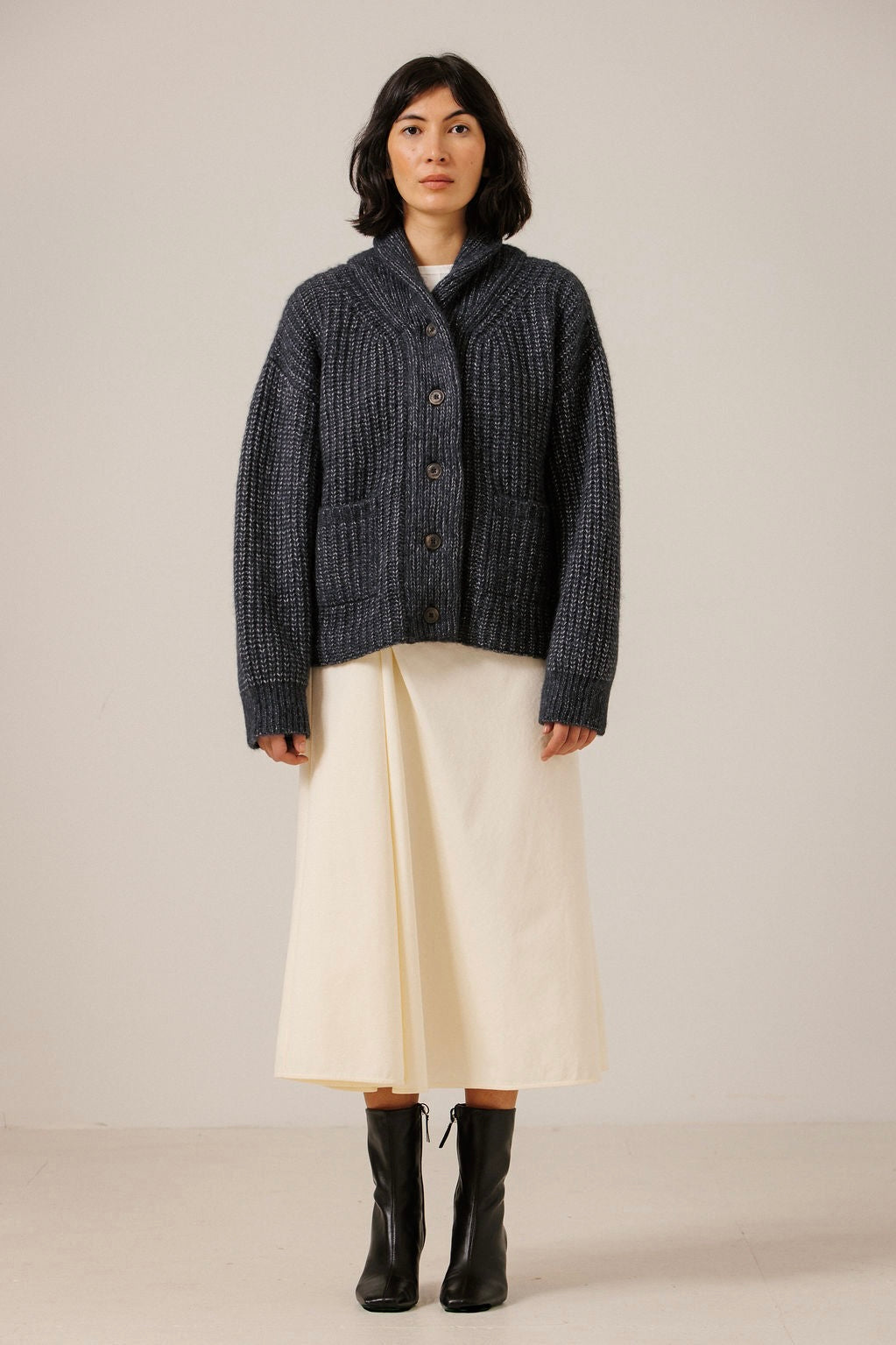 Oversized Shawl Cardigan / Dark Navy