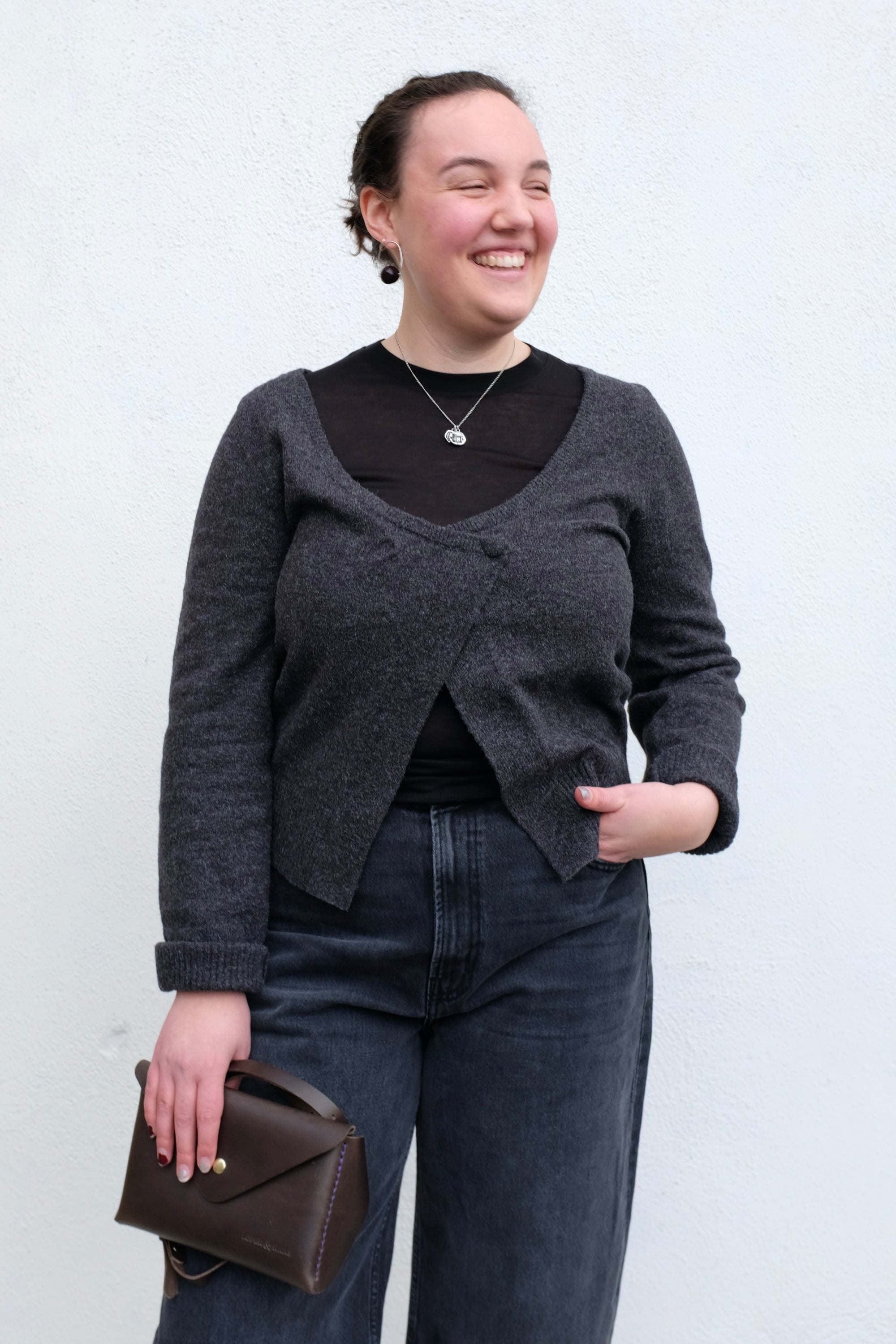 Deiji studios Asymmetric Knit Cardi / Charcoal