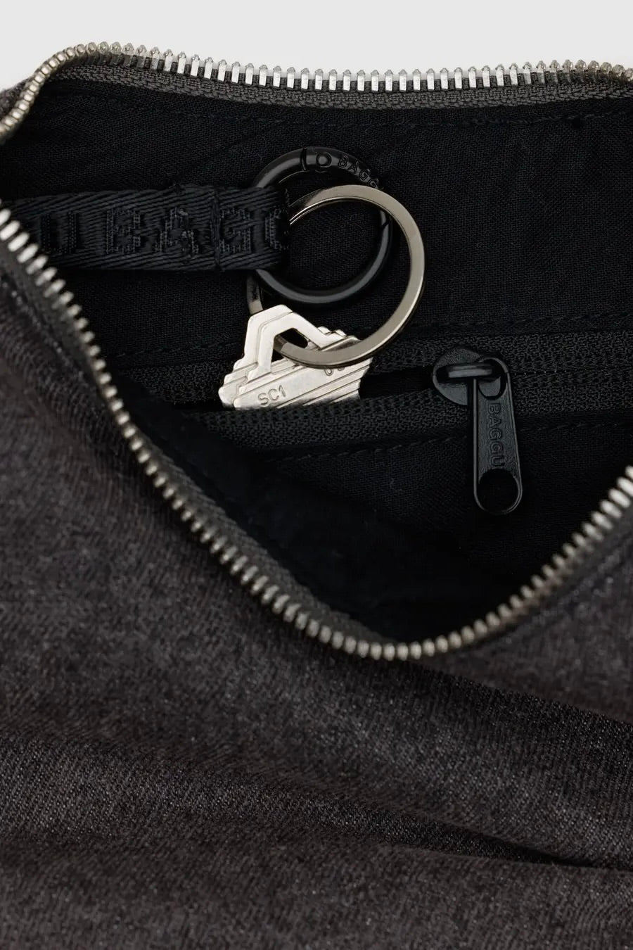 Small Denim Crescent Bag / Washed Black