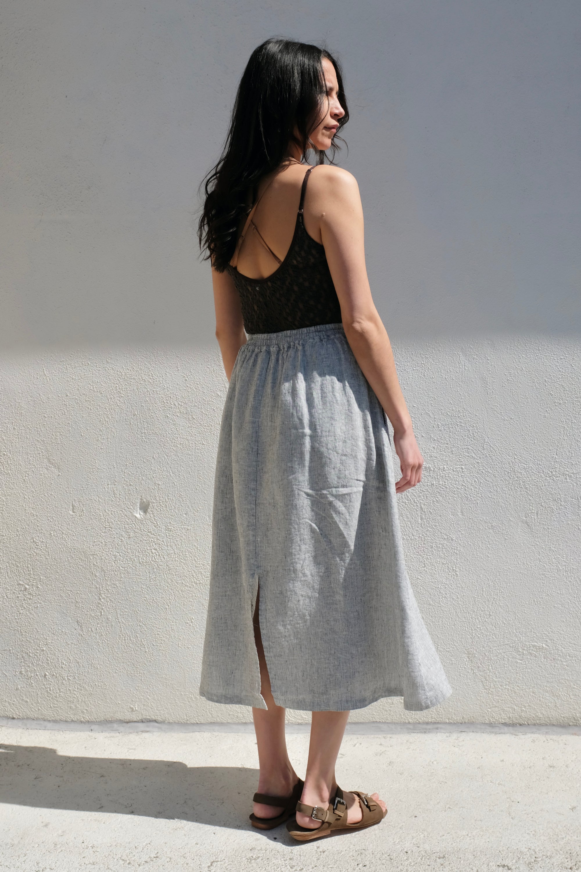 Gillian steven Molly Skirt / Charcoal Stripe