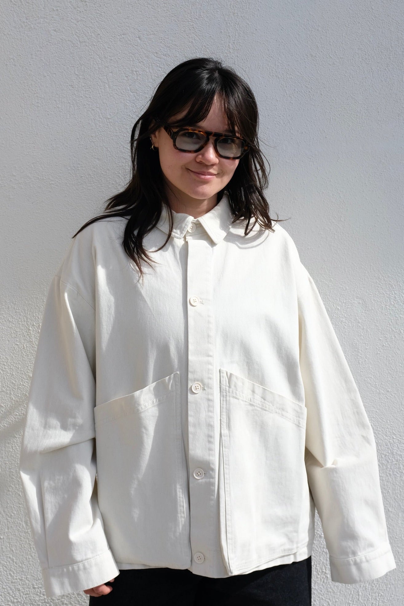 Signature Panel Pockets Jacket / Pearl White
