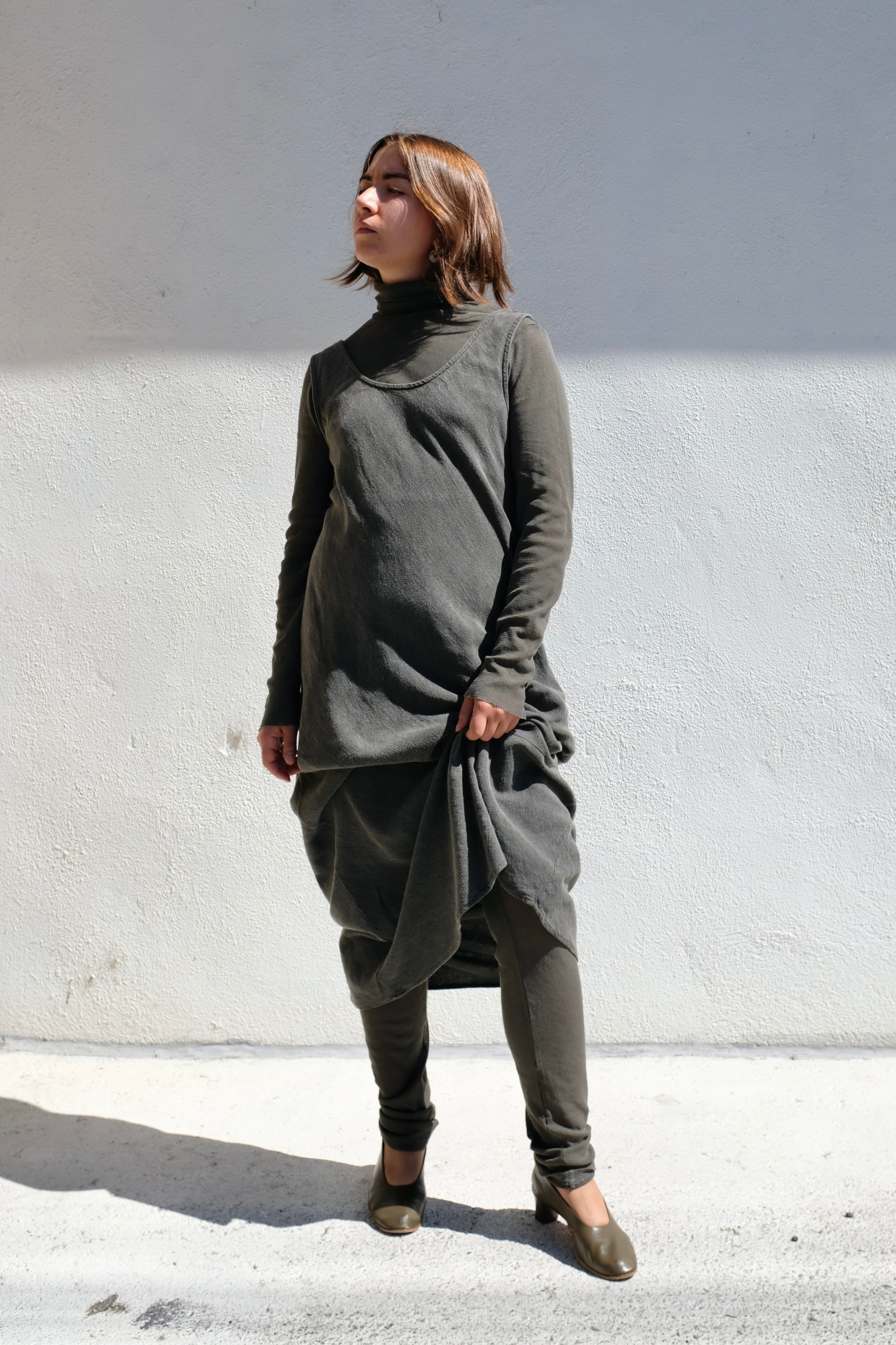 Black Crane Mesh Leggings / Slate