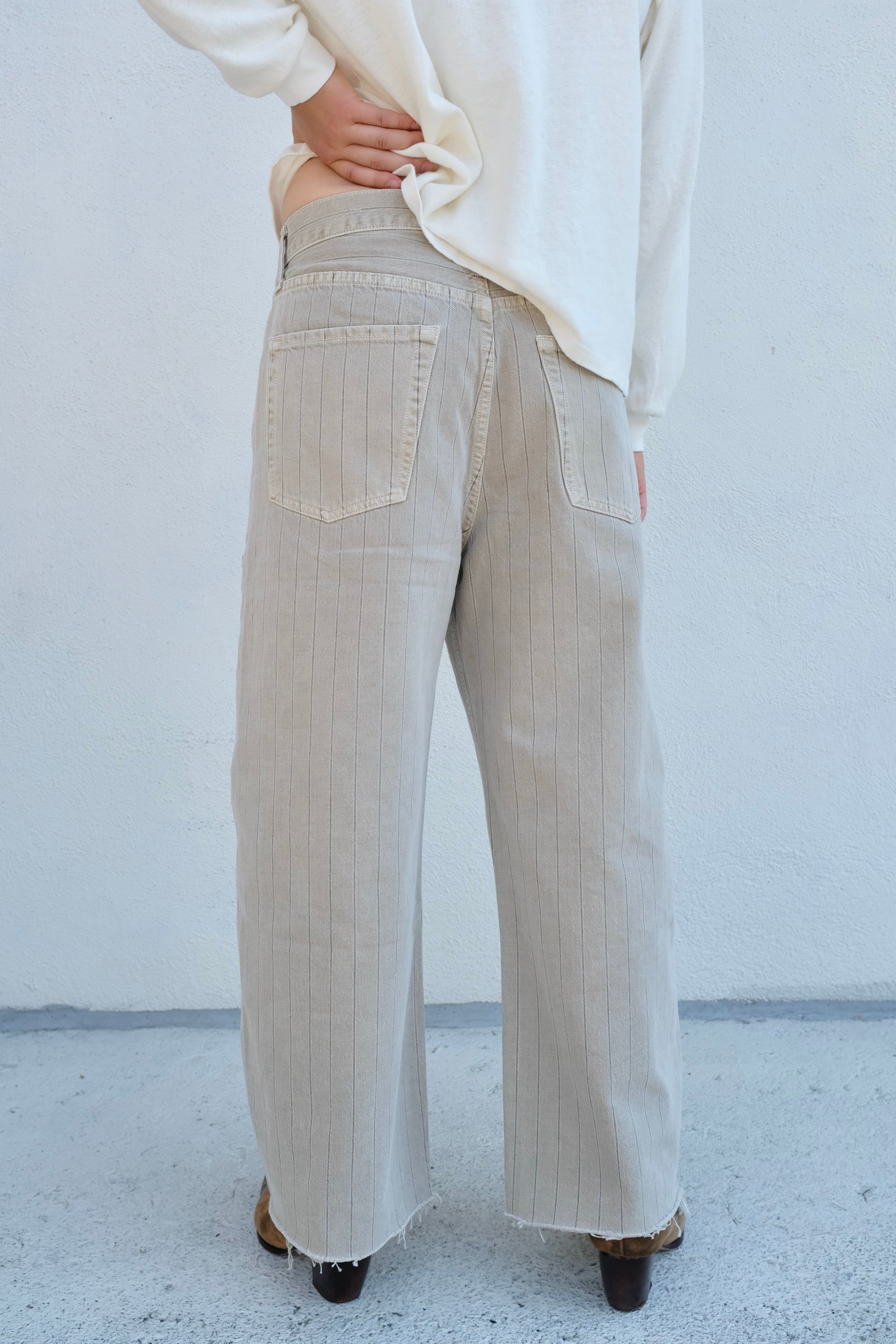 Citizens of Humanity Ayla Raw Hem Crop / Neutral Stripe