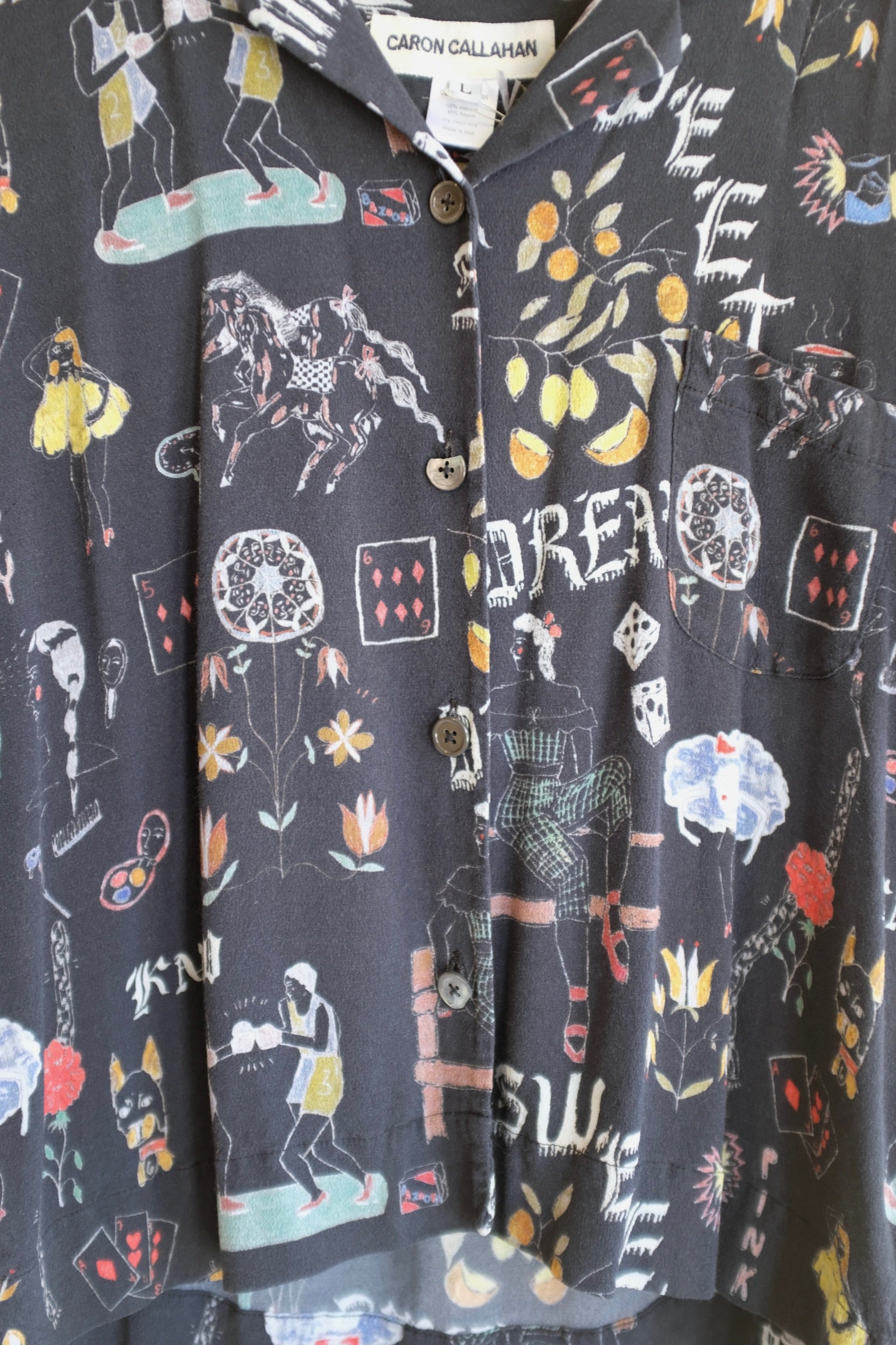 Pre-loved / Caron Callahan print blouse / Size Large