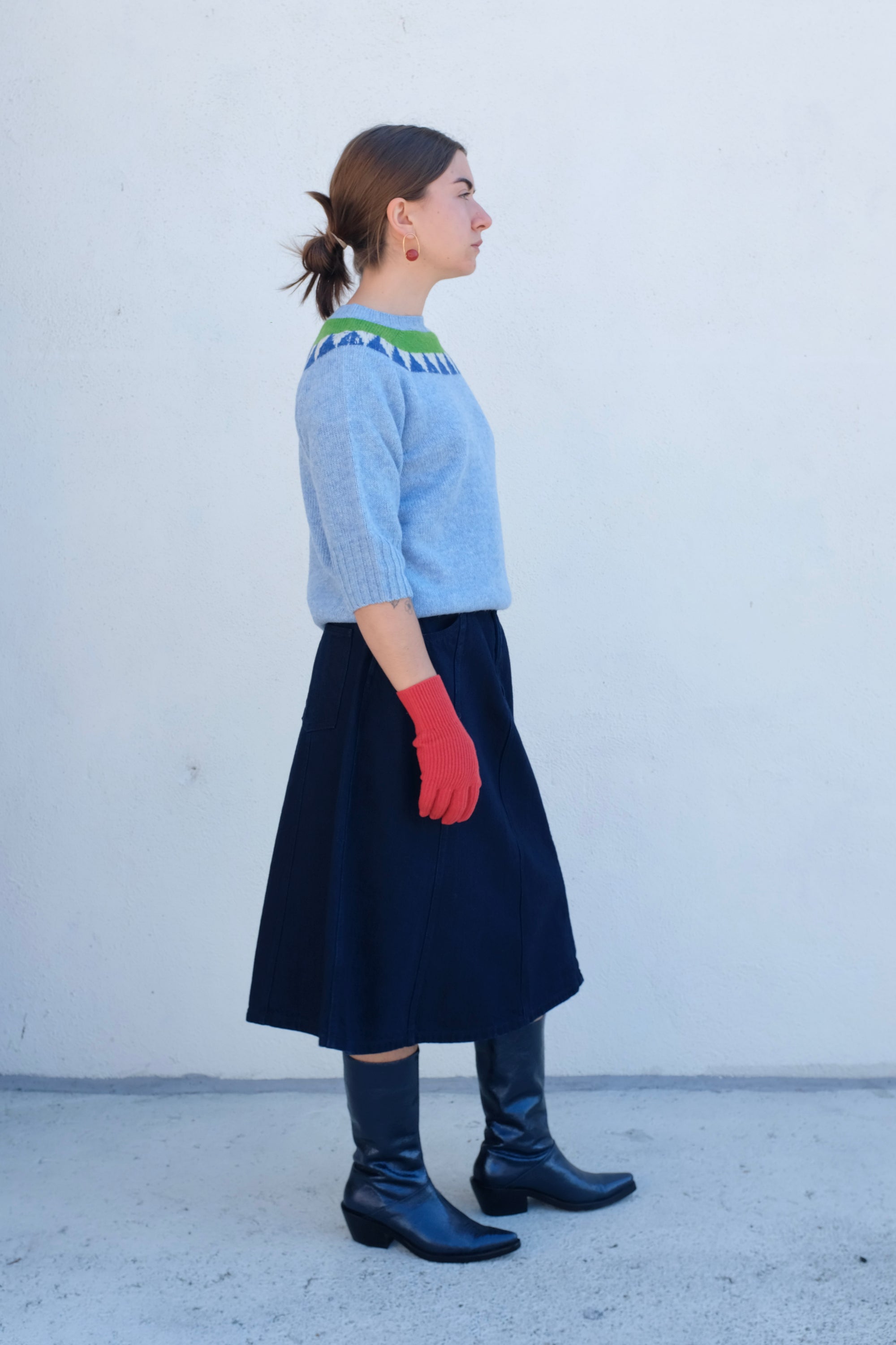 La Fetiche Otta Fairisle Sweater / Light Blue