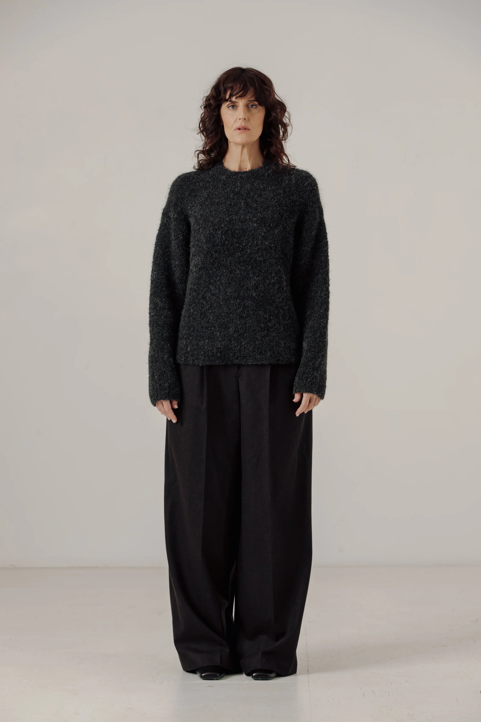 Bare Knitwear Colette Boucle Crewneck / Basalt