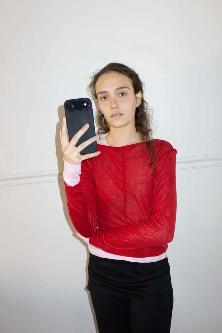 susumu Recycled Two Tee / Red-Pink