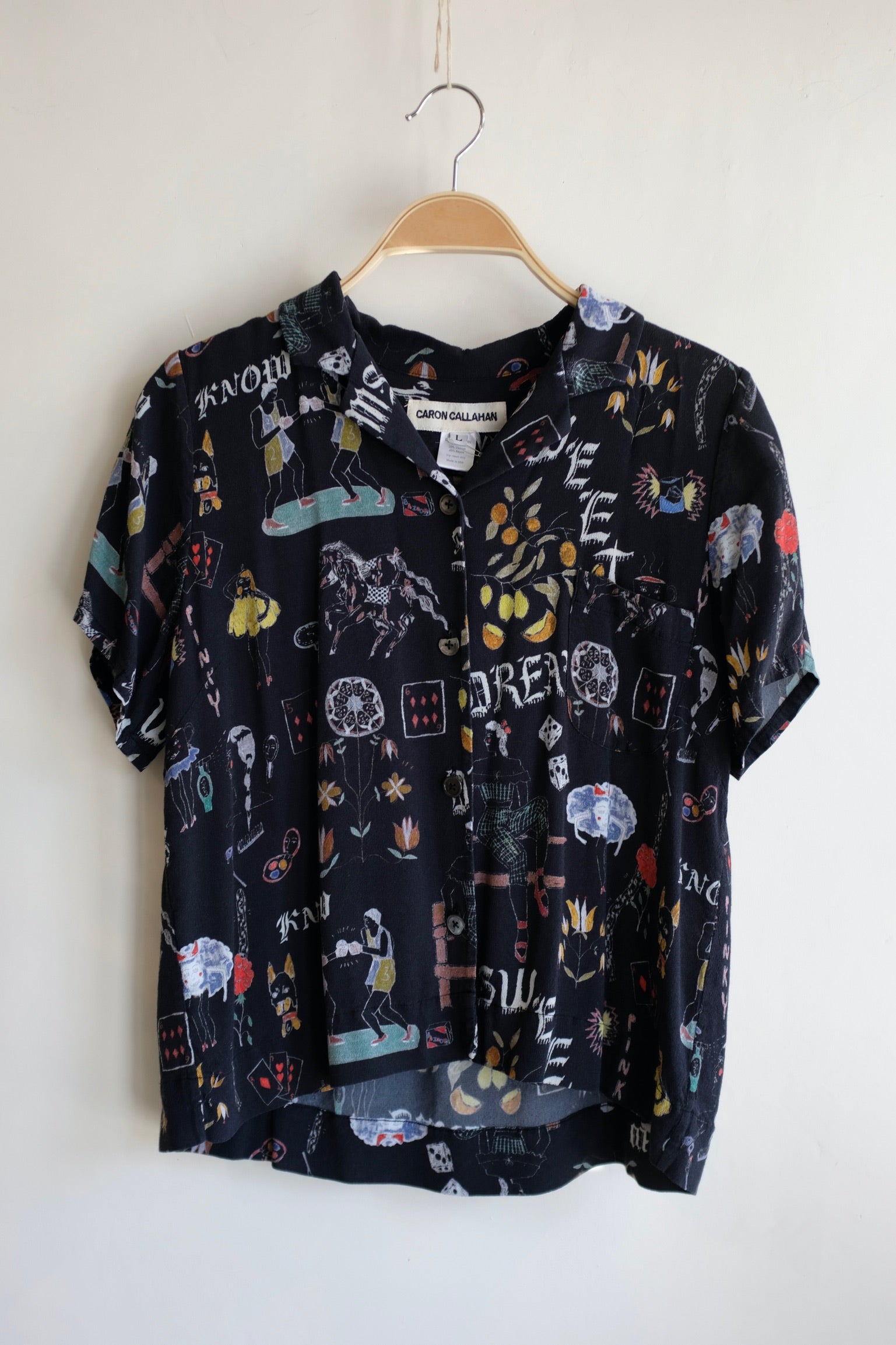 Pre-loved / Caron Callahan print blouse / Size Large
