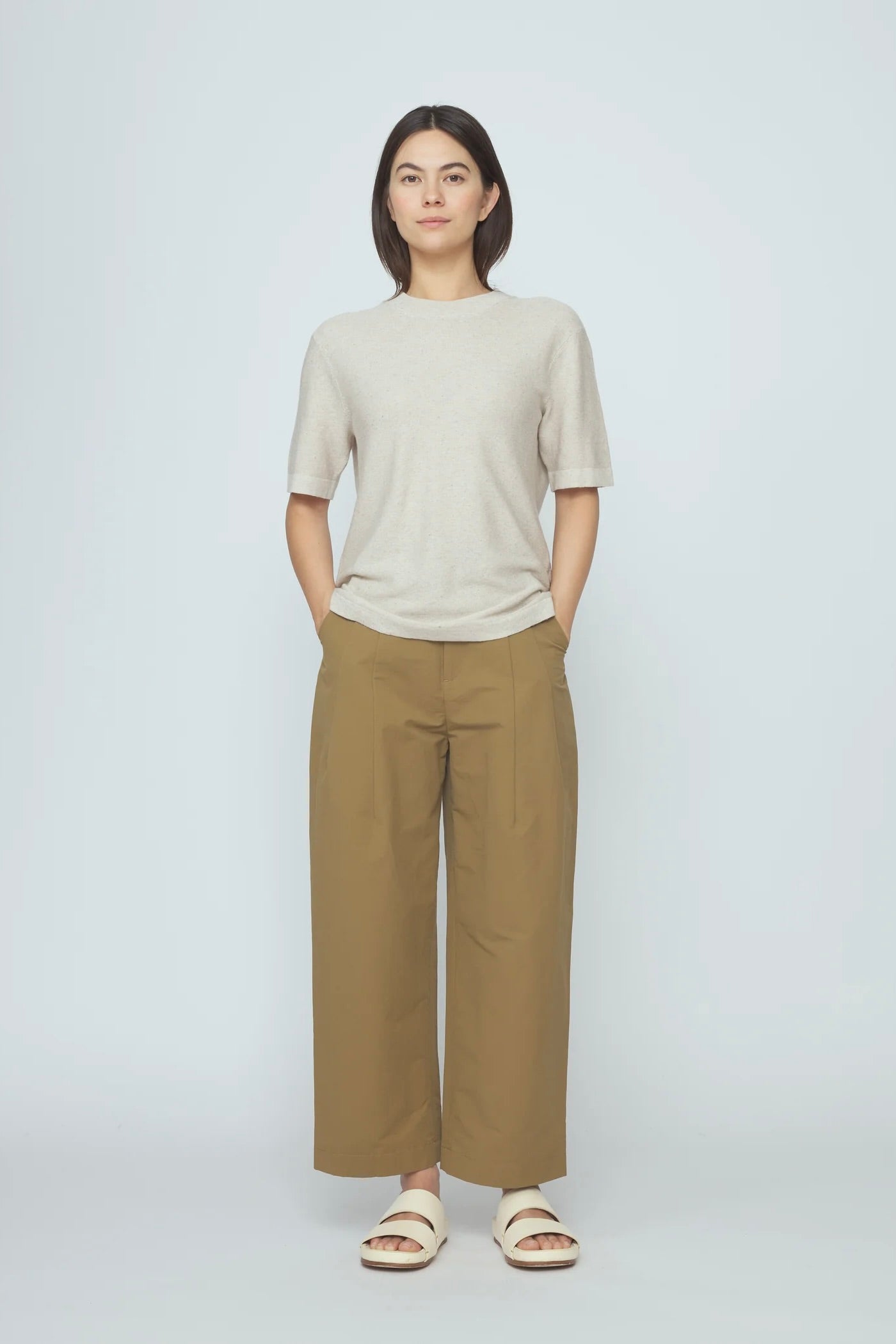 7115 by Szeki Fine Knit Tee / Speckle Beige