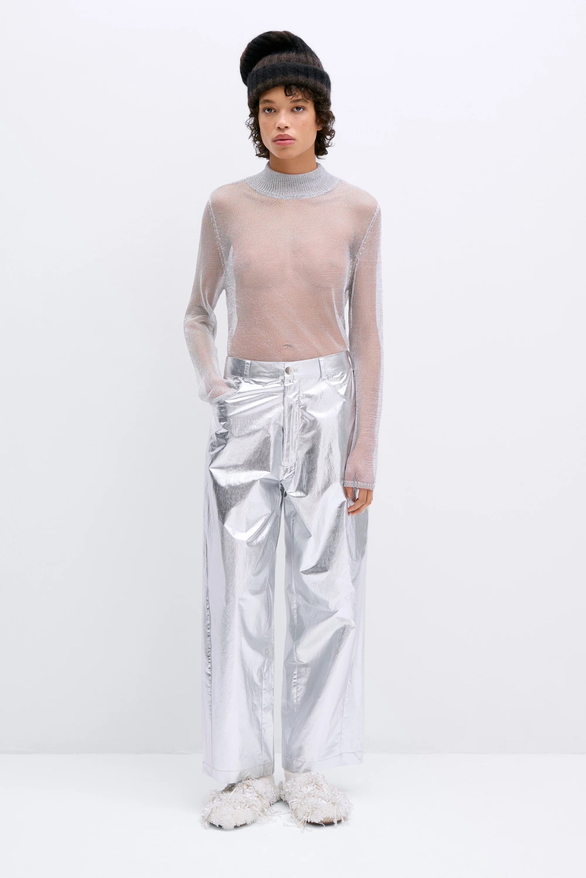 Cordera Cotton + Silk Pants / Silver