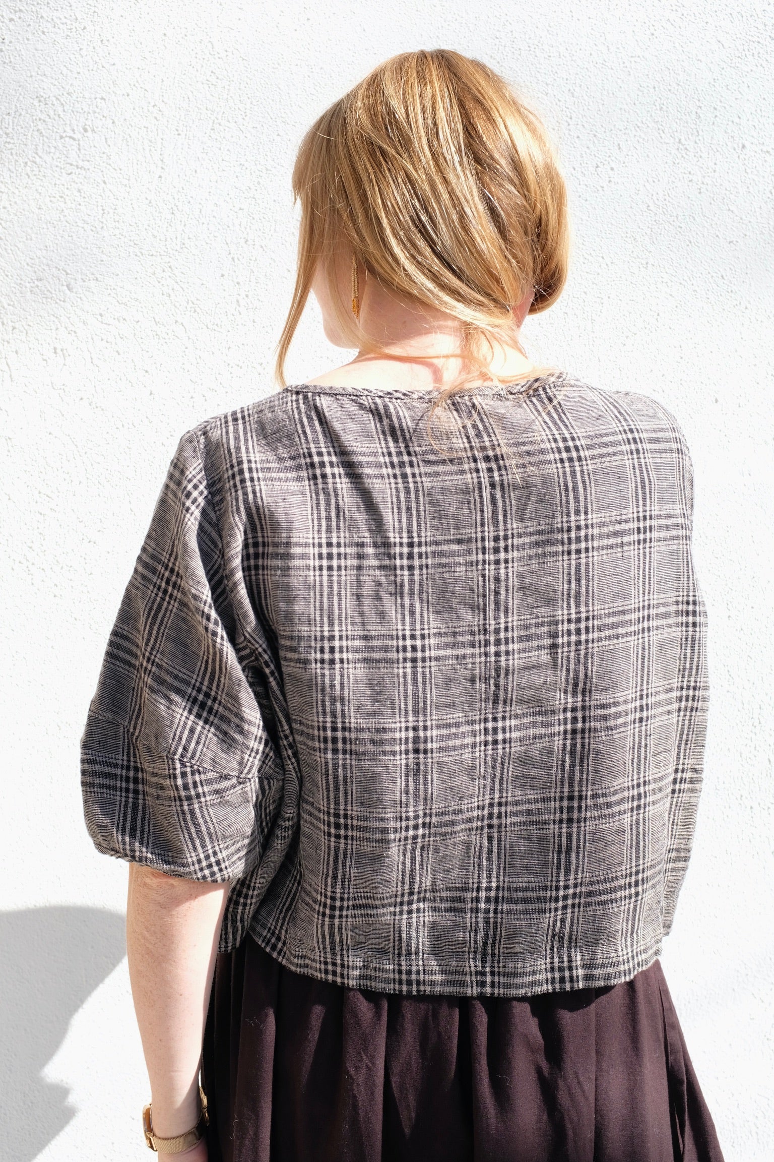 Gillian Stevens Blair Top / Grey Plaid