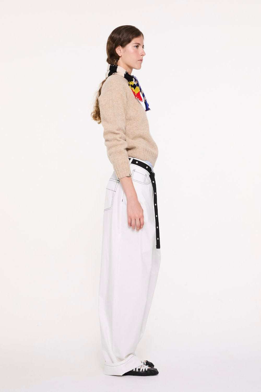 La Fetiche Joy Crewneck Shetland Sweater / Beige