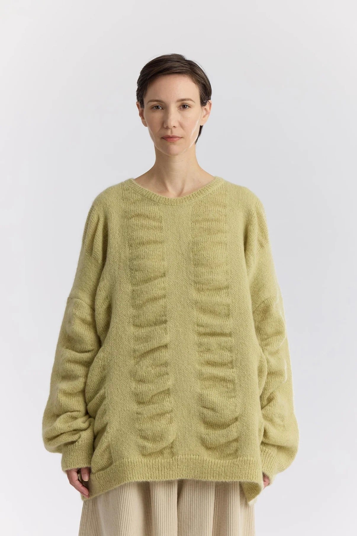 Black Crane Waterfall Sweater / Lime