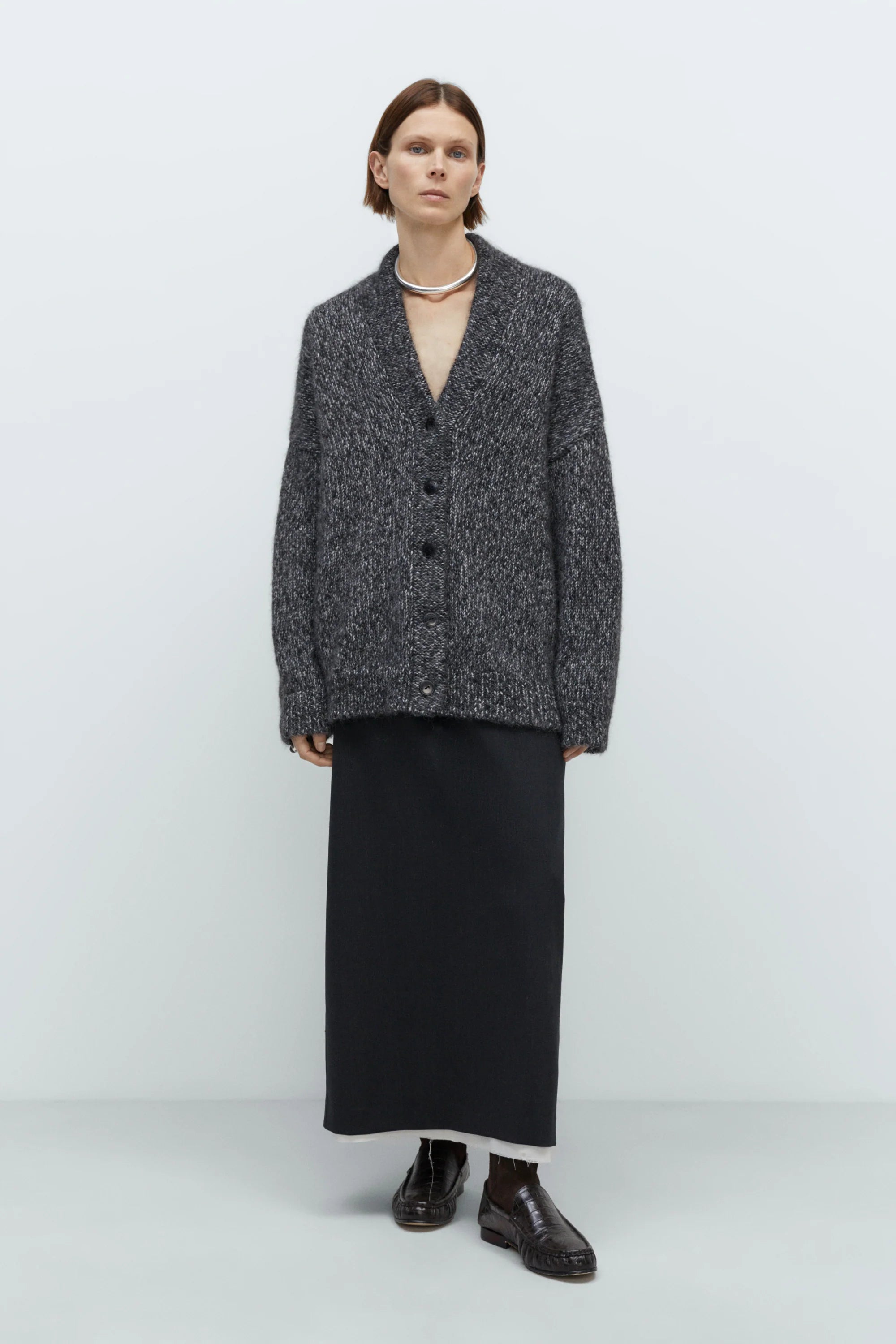 Cordera Oversized Cardigan / Black Melange