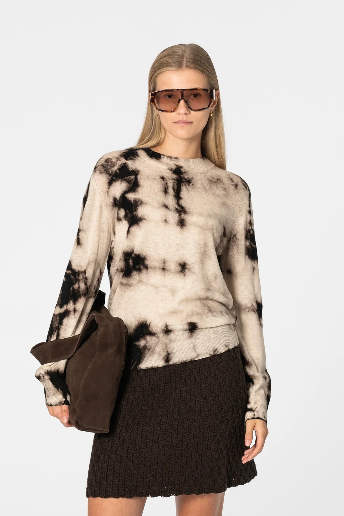 Dinadi Merino Shibori Sweater / Espresso Brown