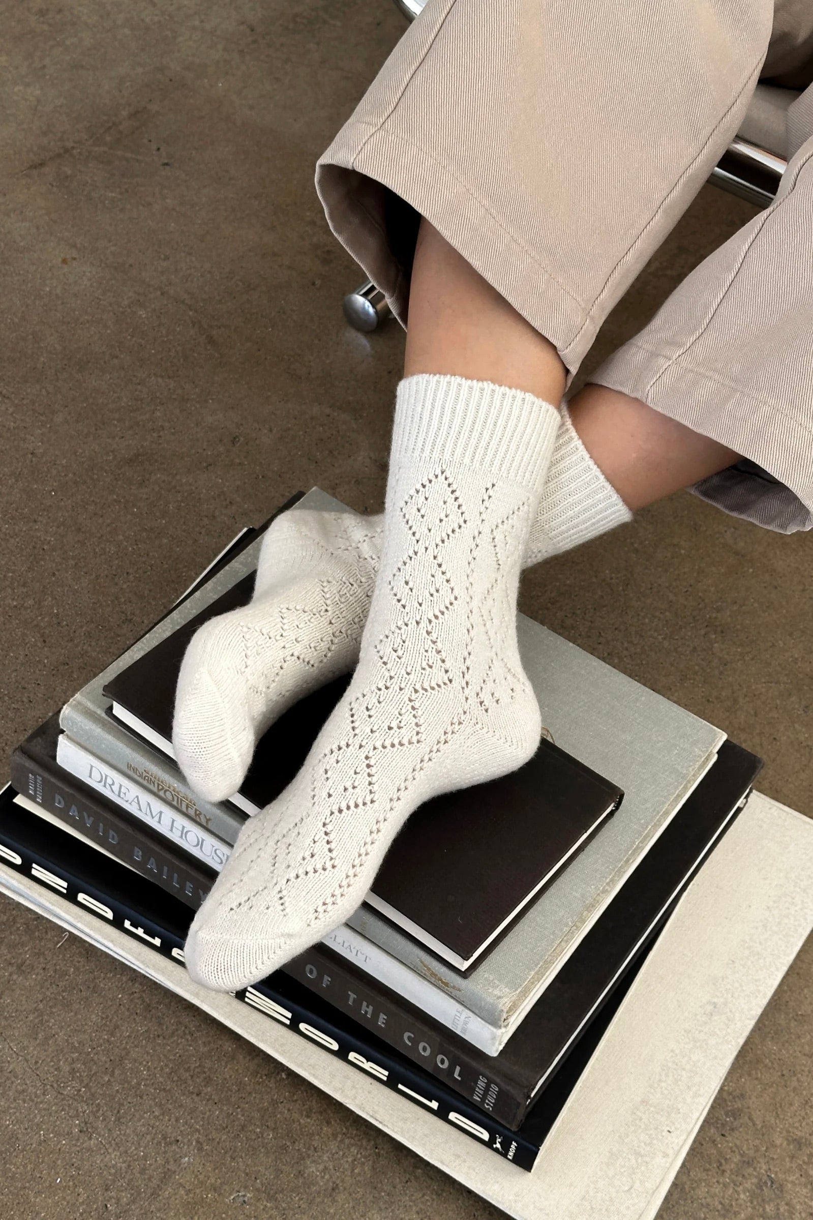 Le Bon Shoppe Cashmere Pointelle Socks / Cream