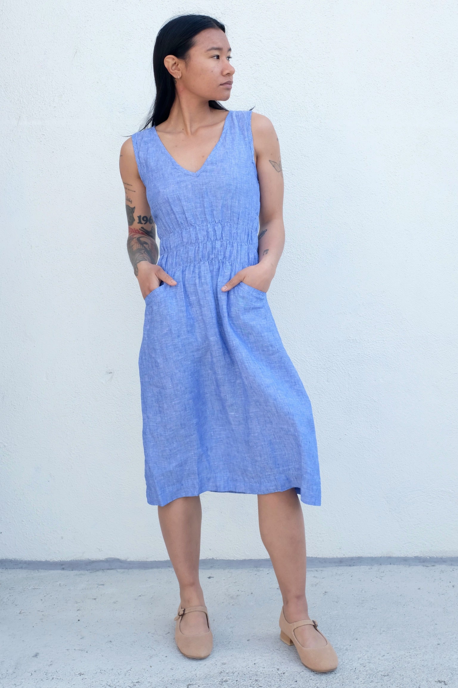 Fiji Dress / Cornflower Blue Linen