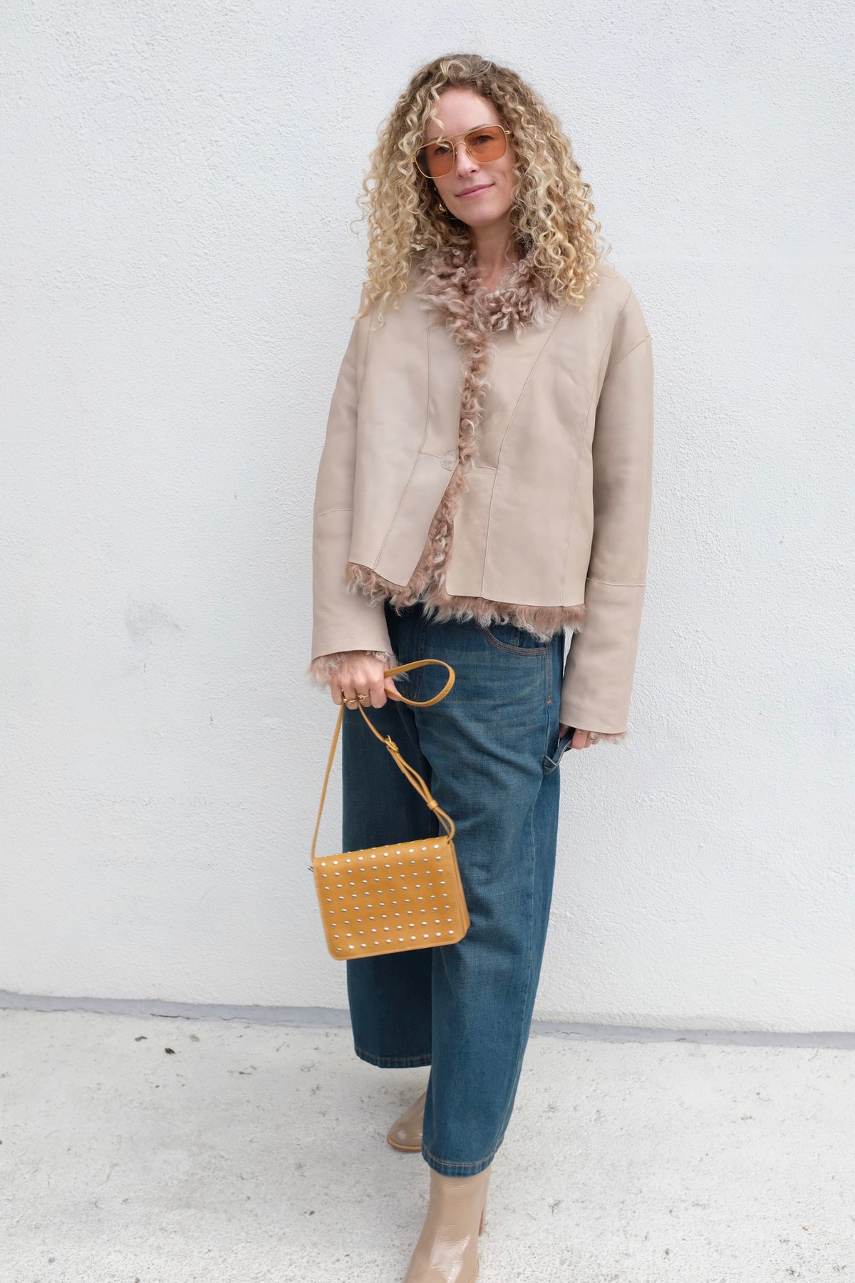 Arma Mooney Curly Shearling Jacket / Camel