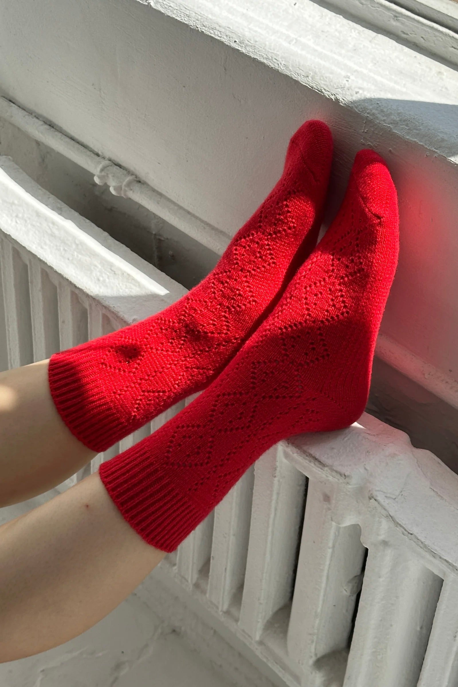 Le Bon Shoppe Cashmere Pointelle Socks / Red