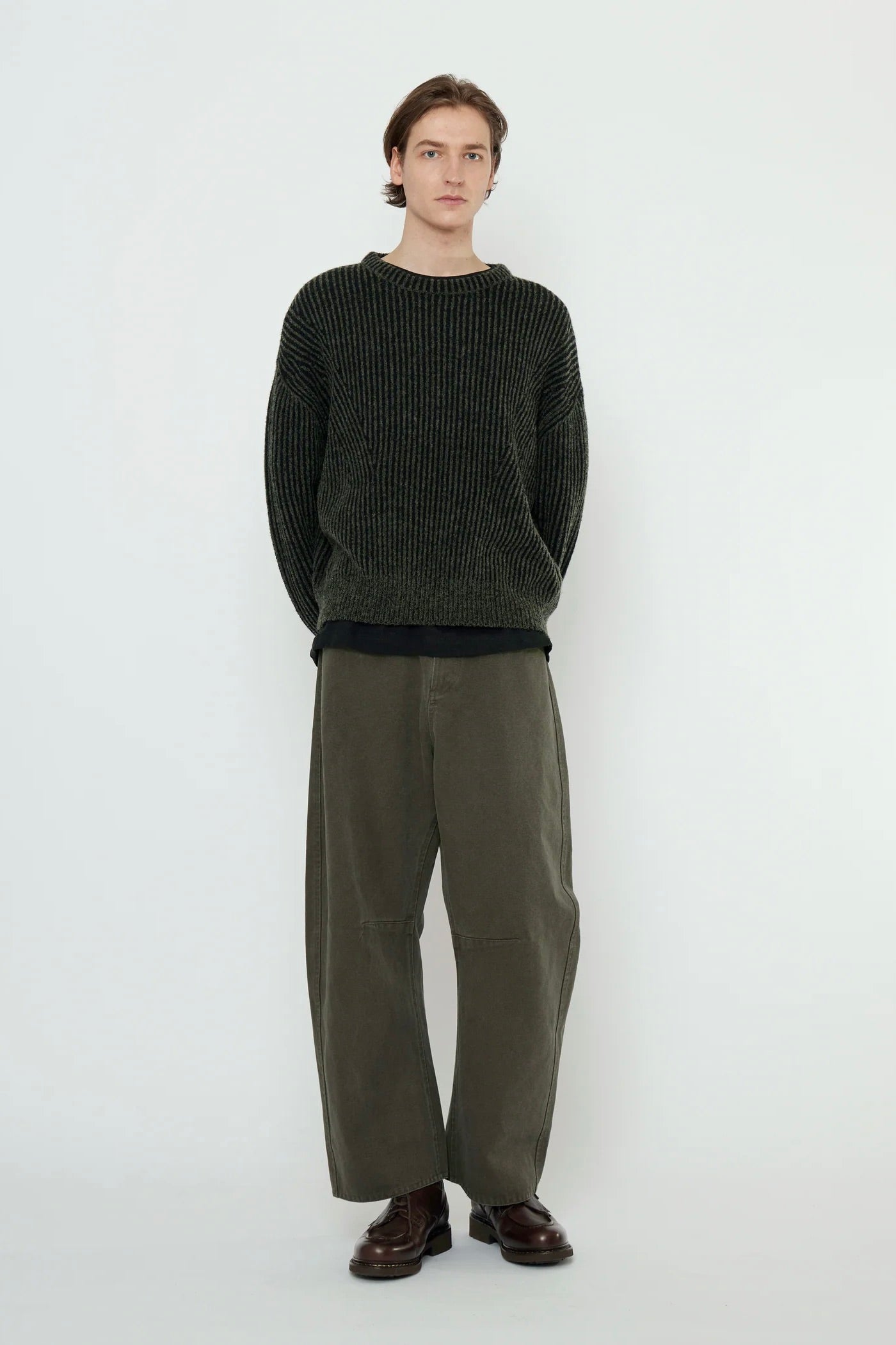 7115 by Szeki Striped Poet Sweater / Grey Black