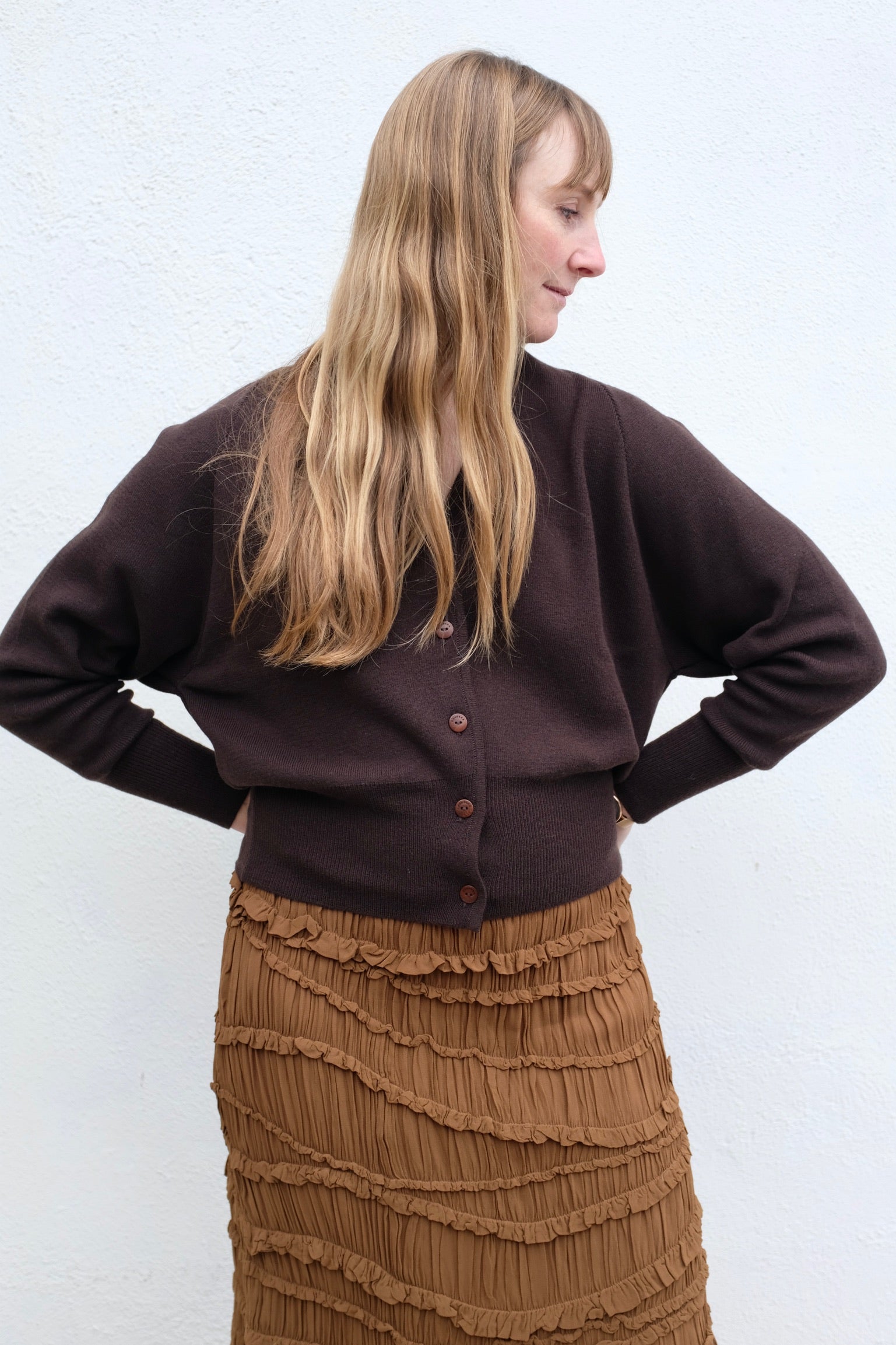 Merino and Cashmere Cardigan / Brown