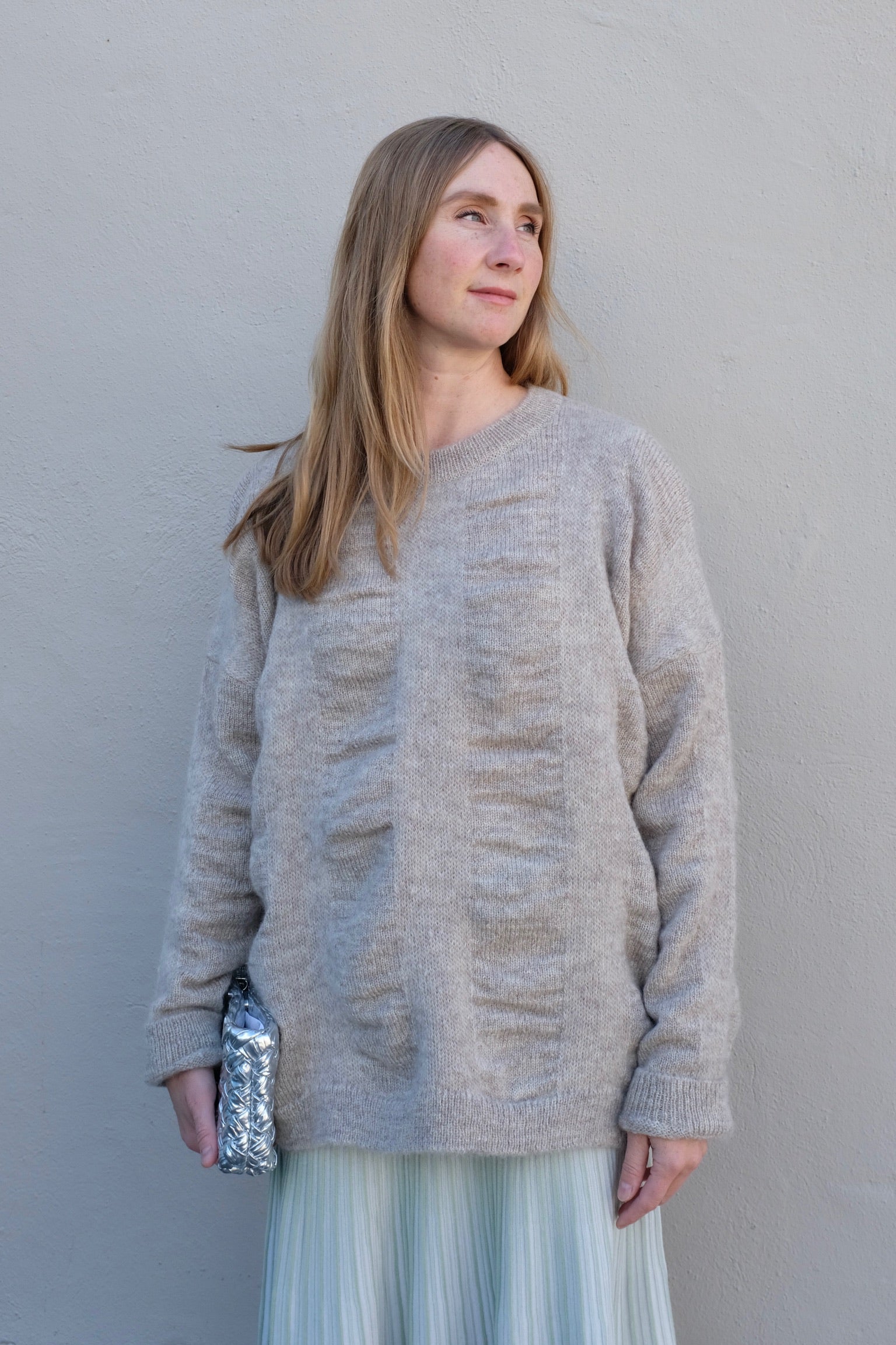 Black Crane Waterfall Sweater / Natural