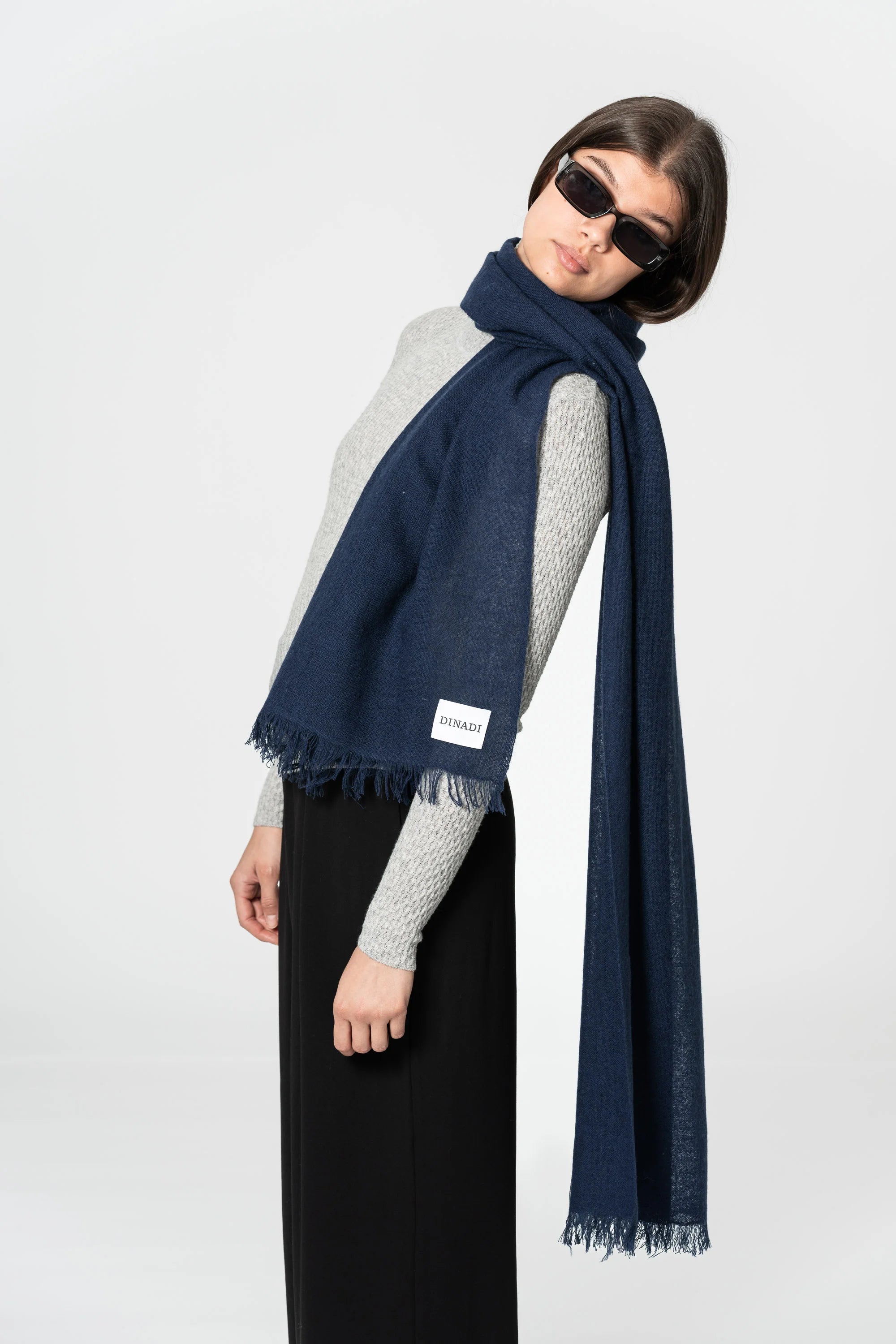 Dinadi Merino Woven Scarf / Space Blue