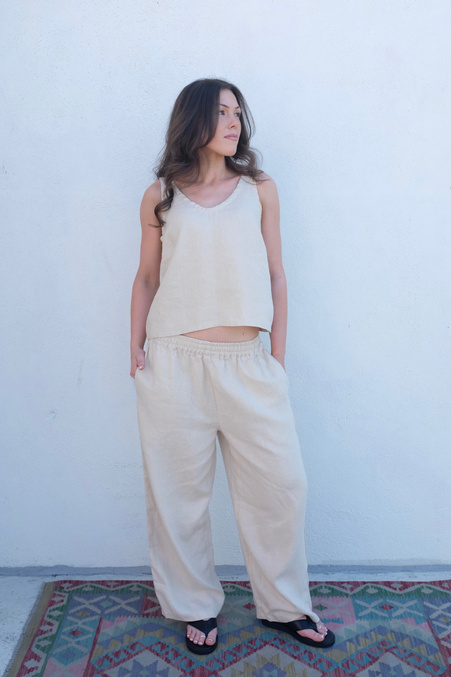 Moss Grey Nora Trouser / Chalk