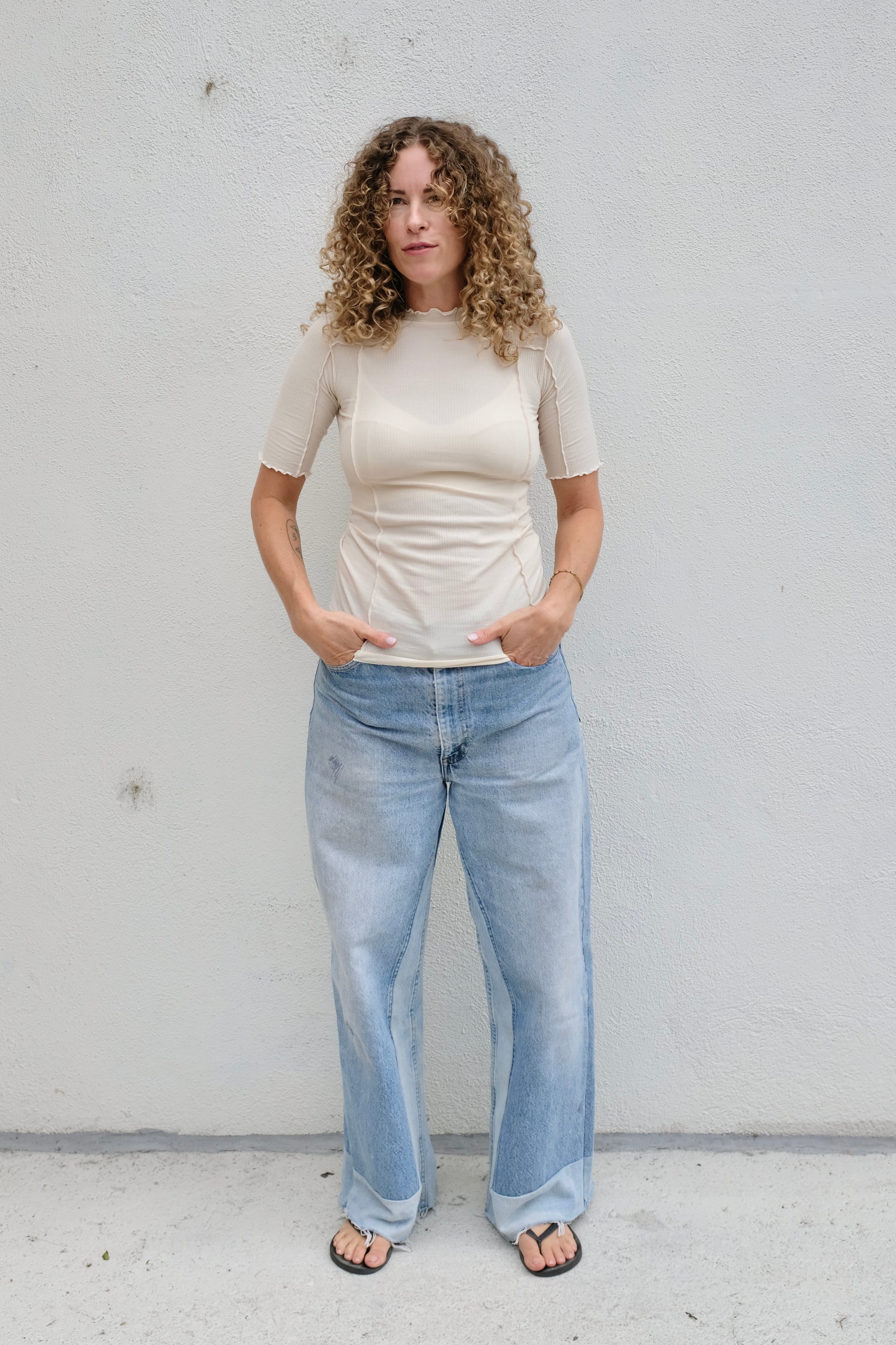 Baserange Omato 3/4 Sleeve Tee / Off White