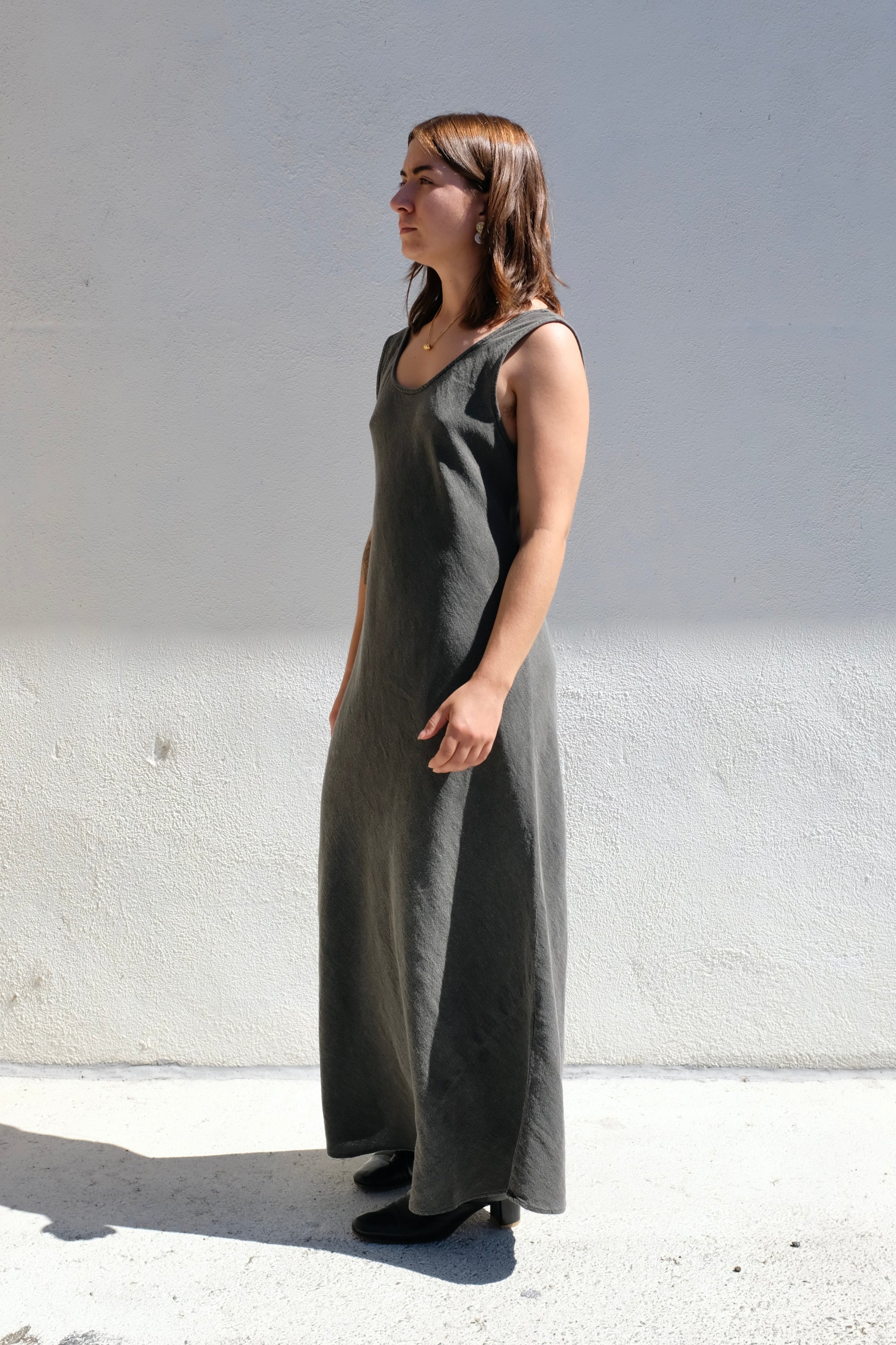 Black Crane Maxi Dress / Slate