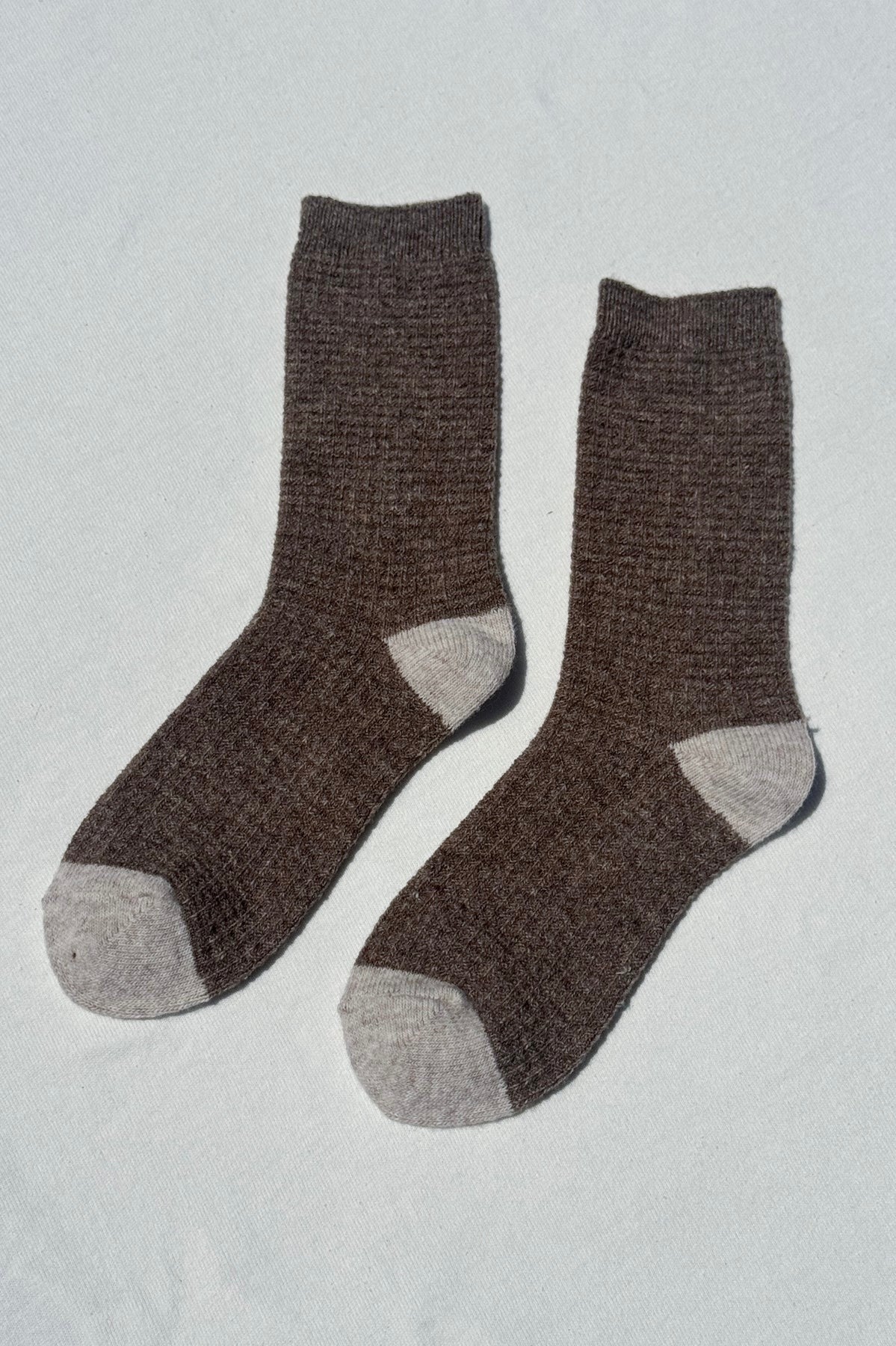 Le Bon Shoppe Wool Waffled Socks / Brown + Oatmeal