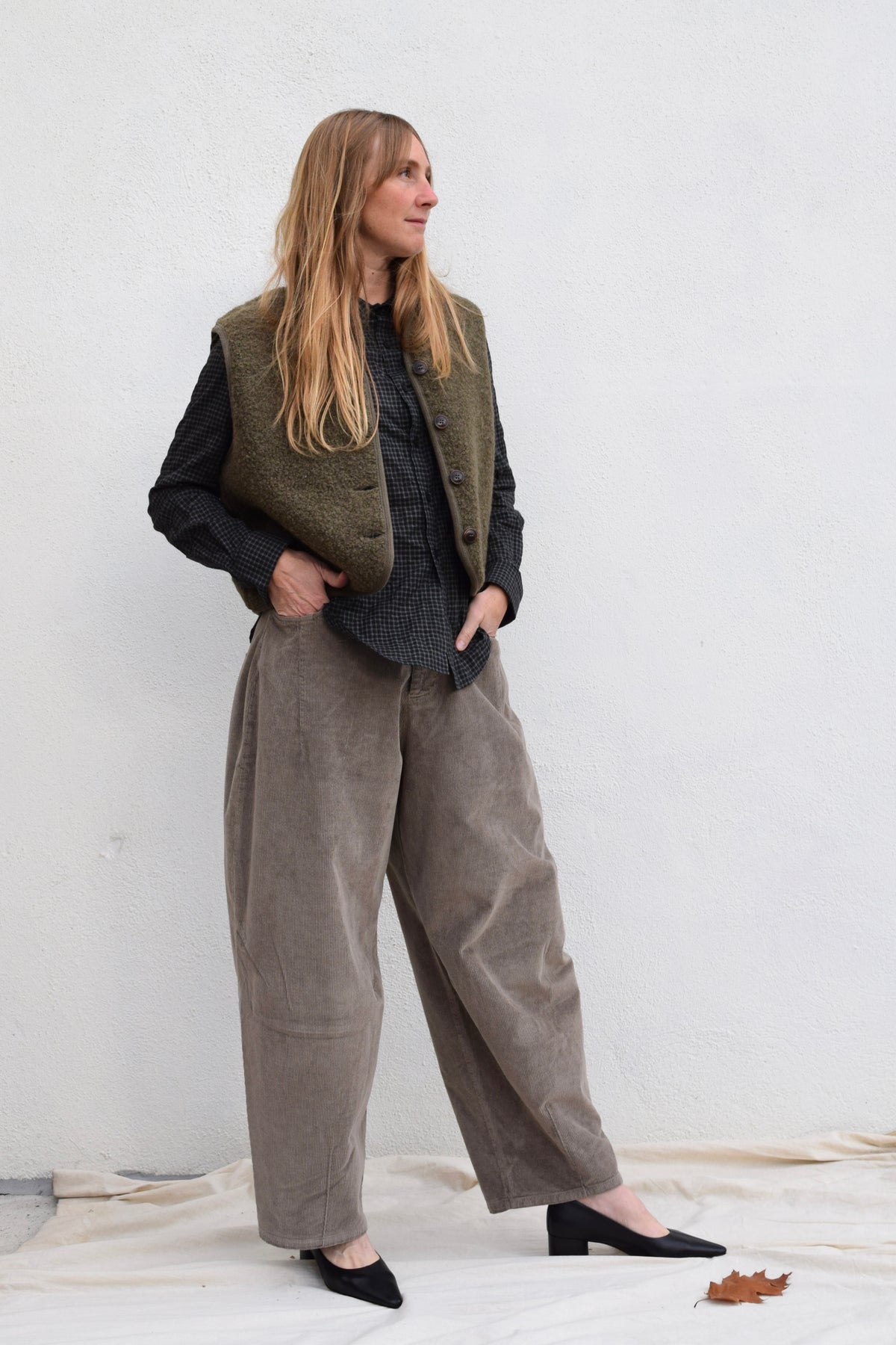 L'Envers Luce Vest / Khaki Curly Alpaca