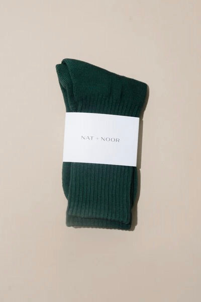 Nat + Noor Cotton Blend Crew Socks / PineNat + Noor Cotton Blend Crew Socks / Pine