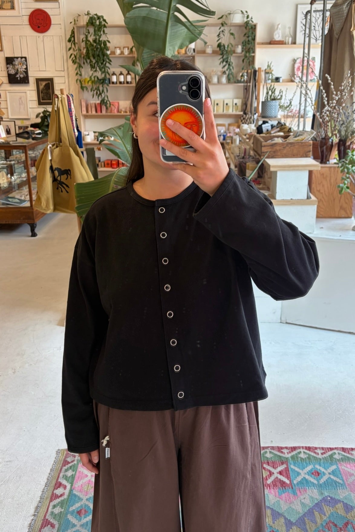 Soft Jersey Snap Cardigan / Black