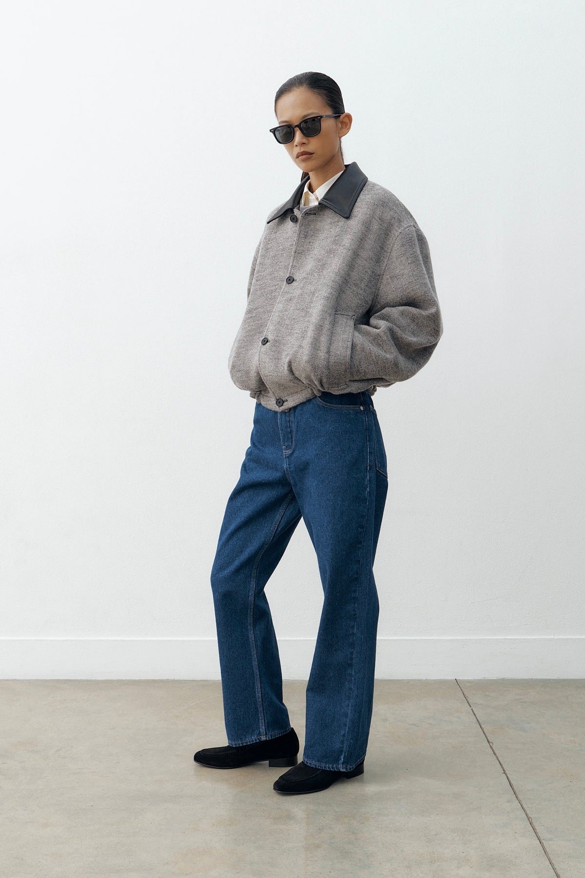 Studio Nicholson Seberg Wool Jacket / Black + White Herringbone