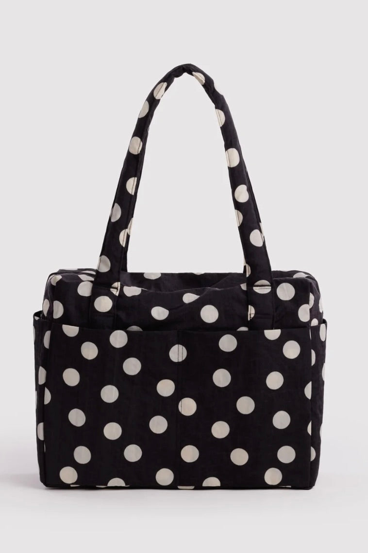 Baggu Small Cloud Carry-On / Black + Cream Polka Dot