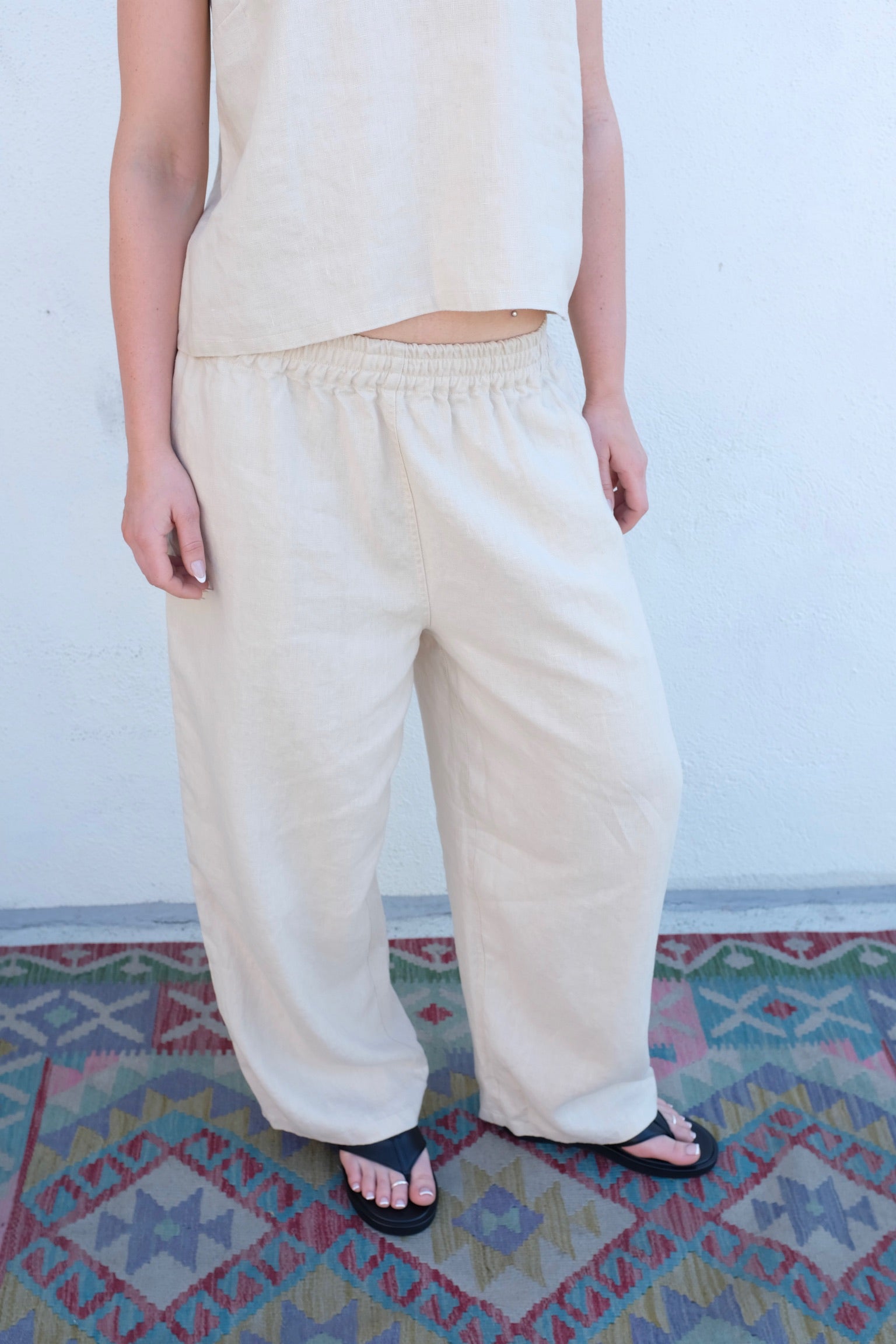 Moss Grey Nora Trouser / Chalk