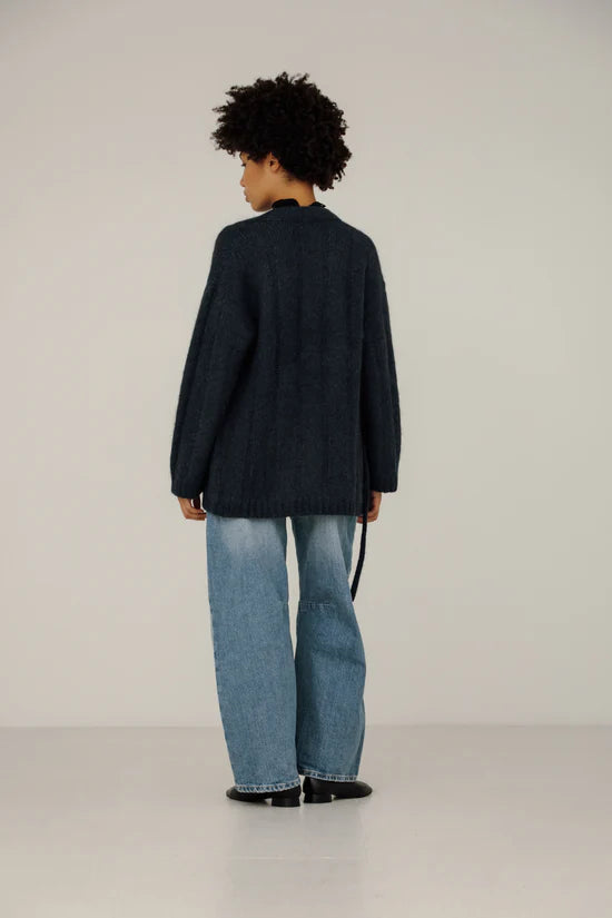 Bare Knitwear Roan Wrap Cardigan / Denim