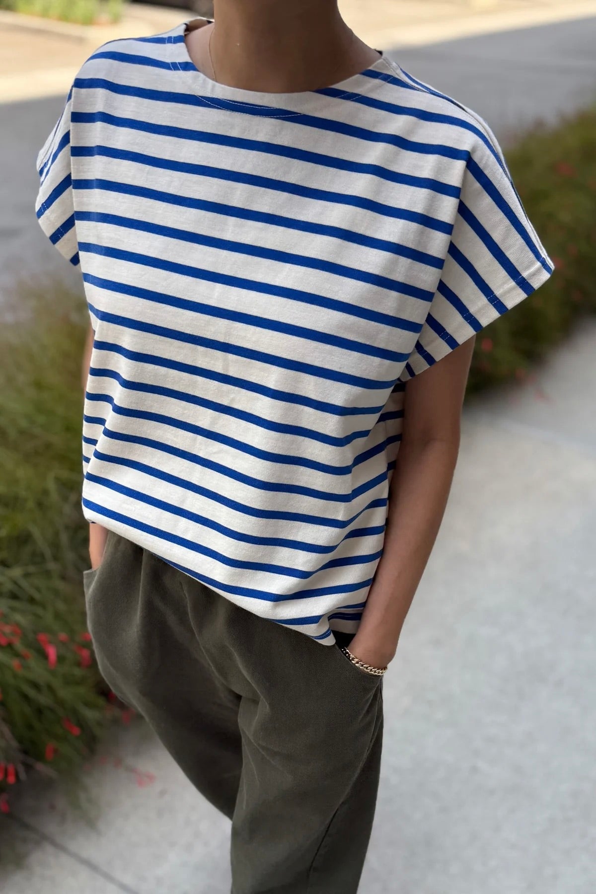 Le Bon Shoppe Manon Tee / Blue Stripe on Cream