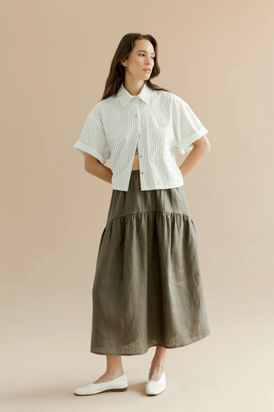 A Bronze Age Field Skirt / Charcoal Linen
