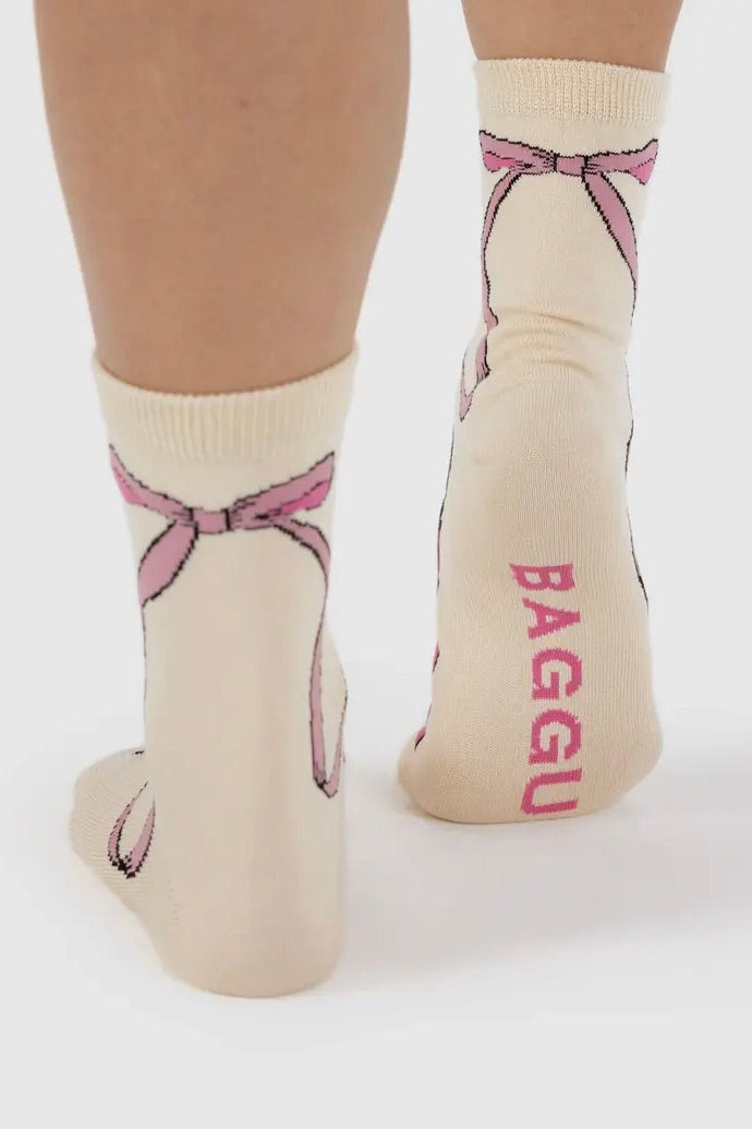 Baggu Crew Sock / Pink Bow