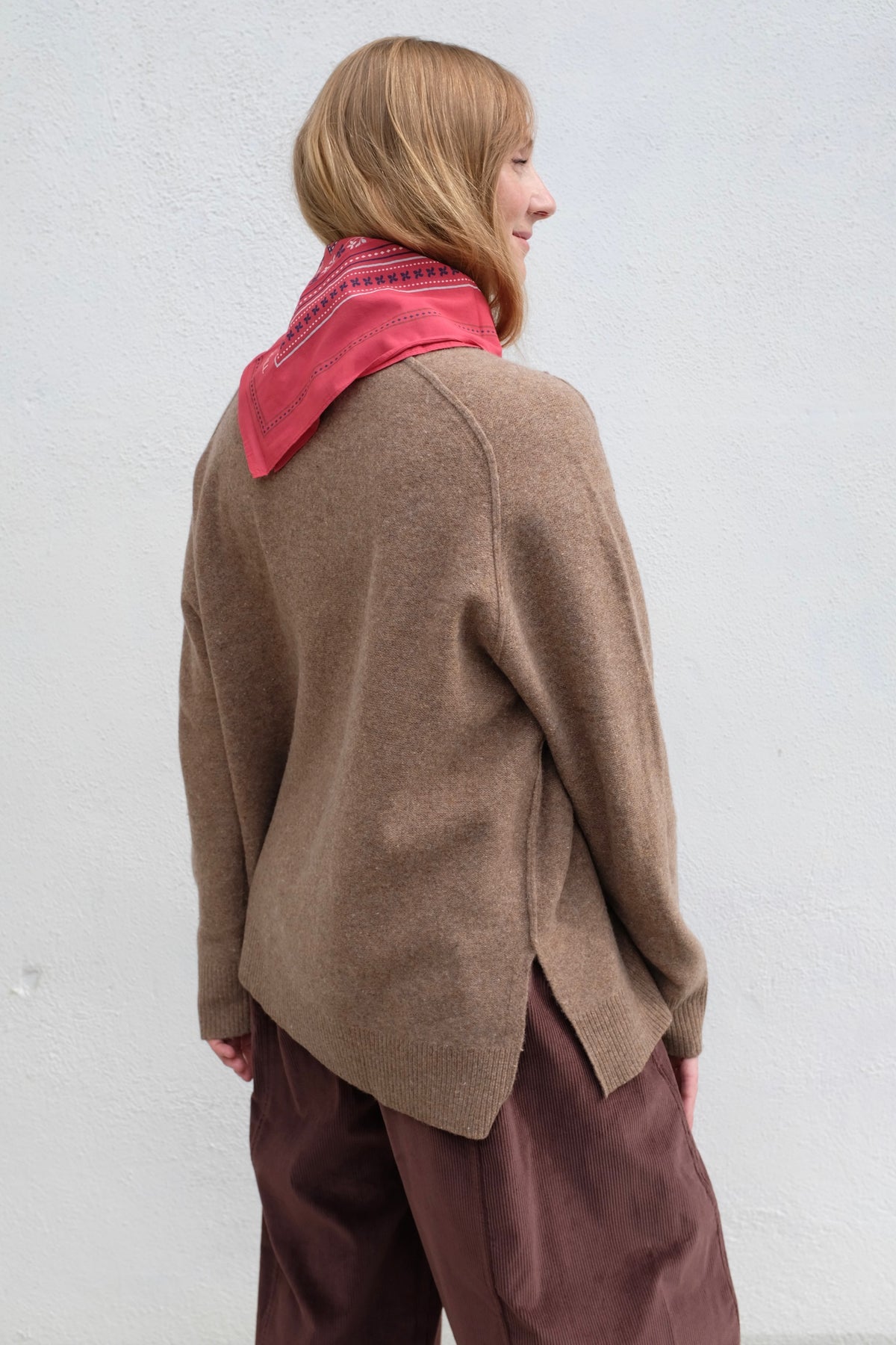 Roll Seam Sweater / Speckle Clay