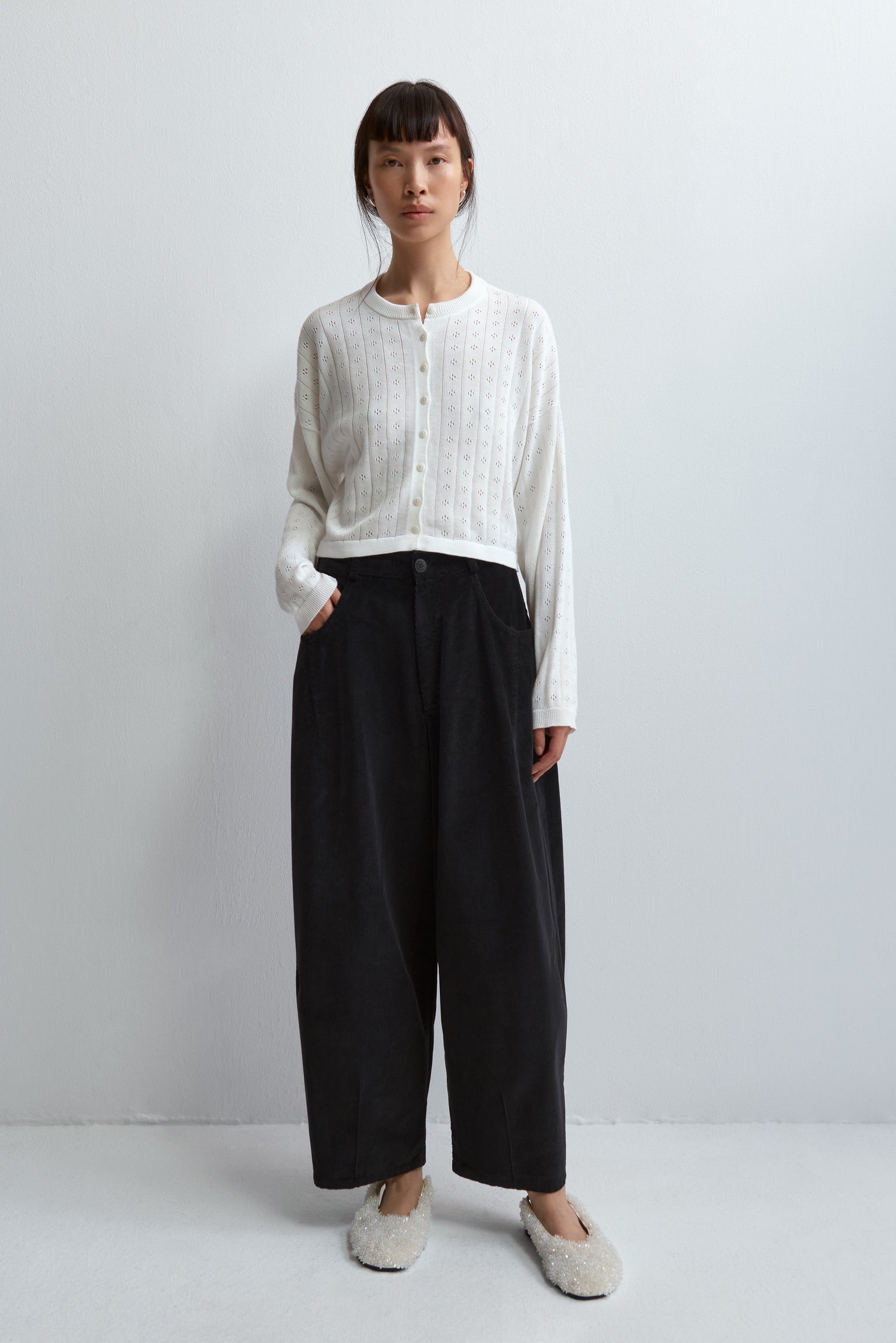 Cordera Corduroy Baggy Pants / Black