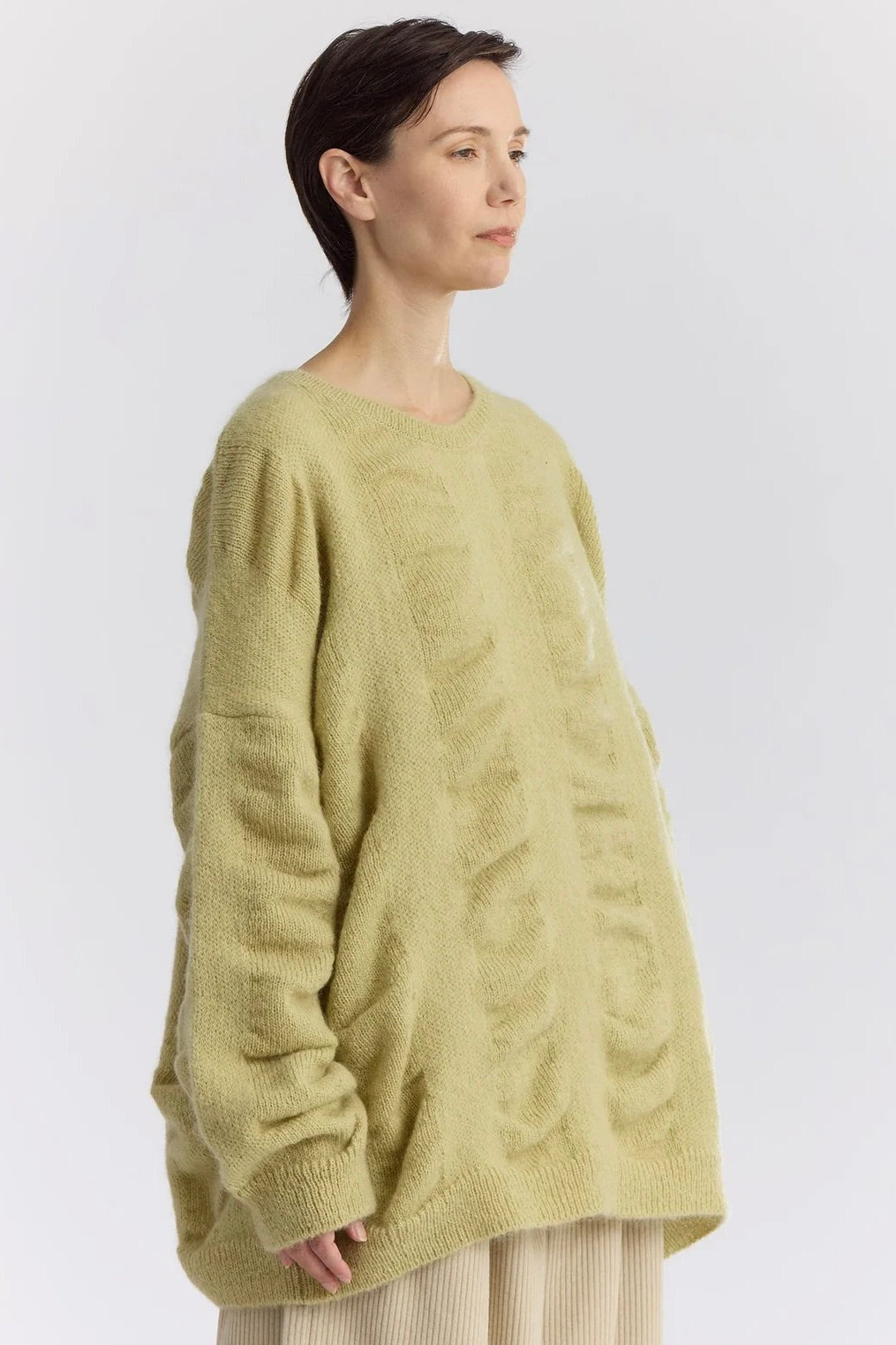 Black Crane Waterfall Sweater / Lime