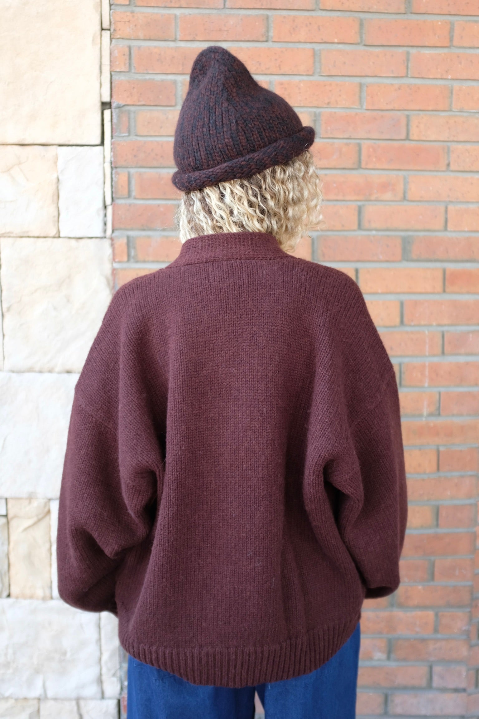 Oversized Alpaca Cardigan / Deep Maroon