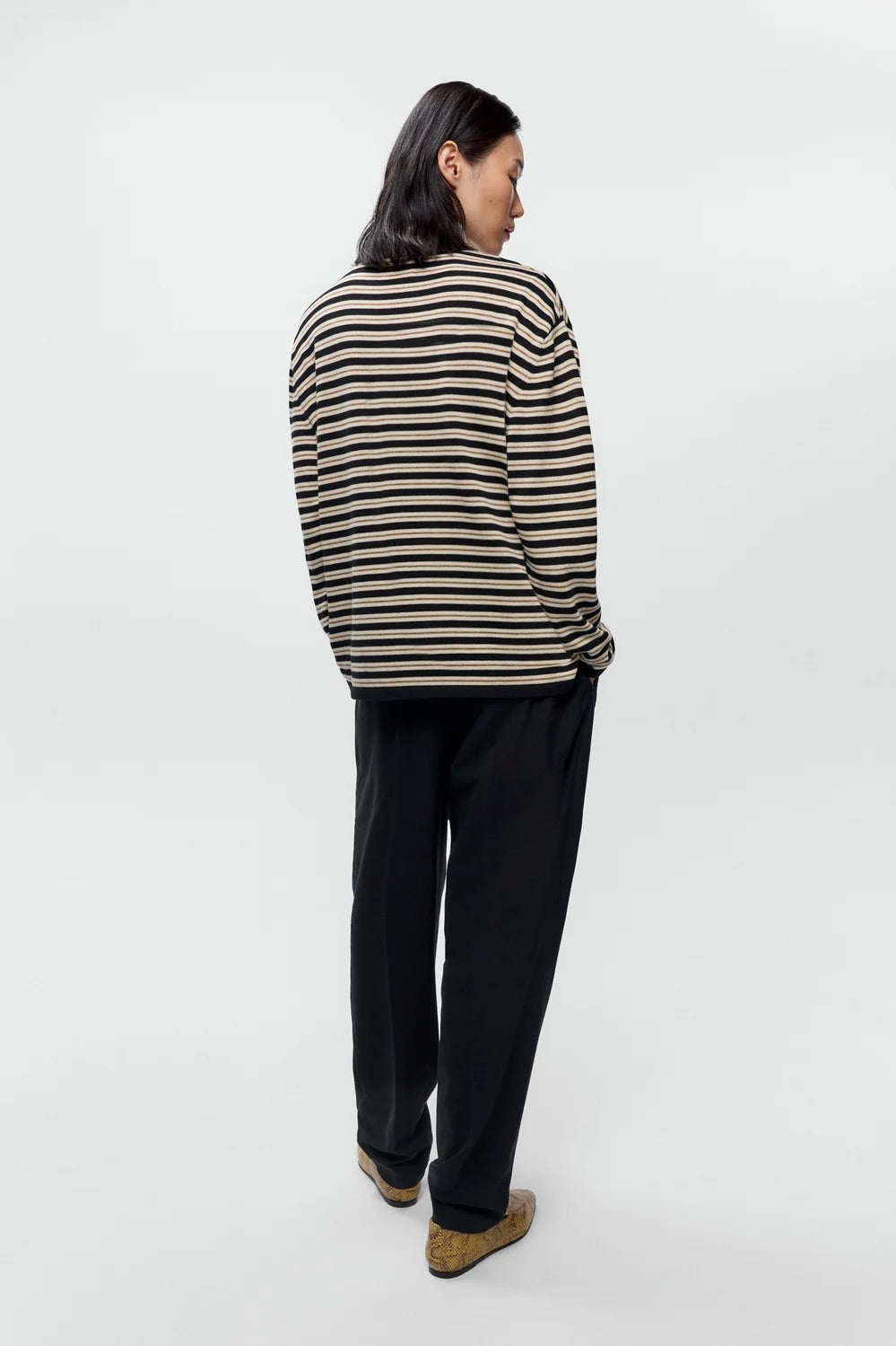 Cordera Organic Cotton Striped Long-Sleeve T-Shirt / Black