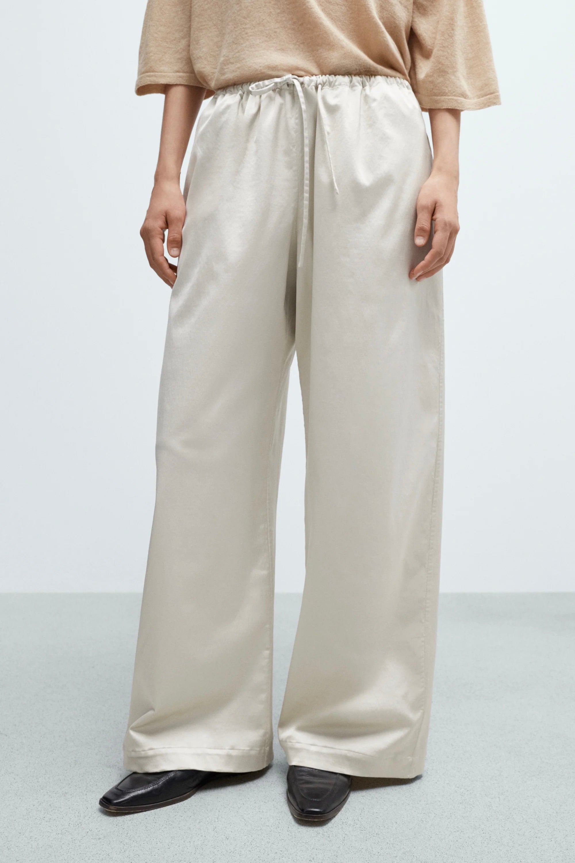 Cordera Satin Drawstring Pants / Perla