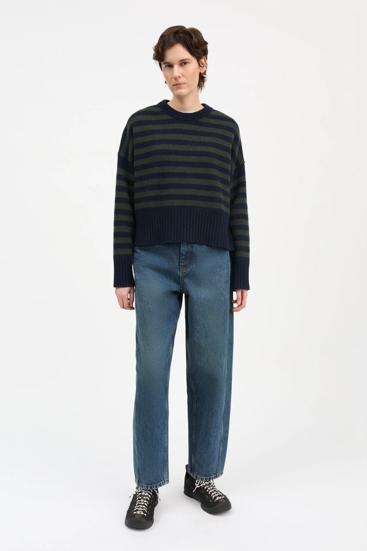 Campa Jumper / Navy + Green Stripe